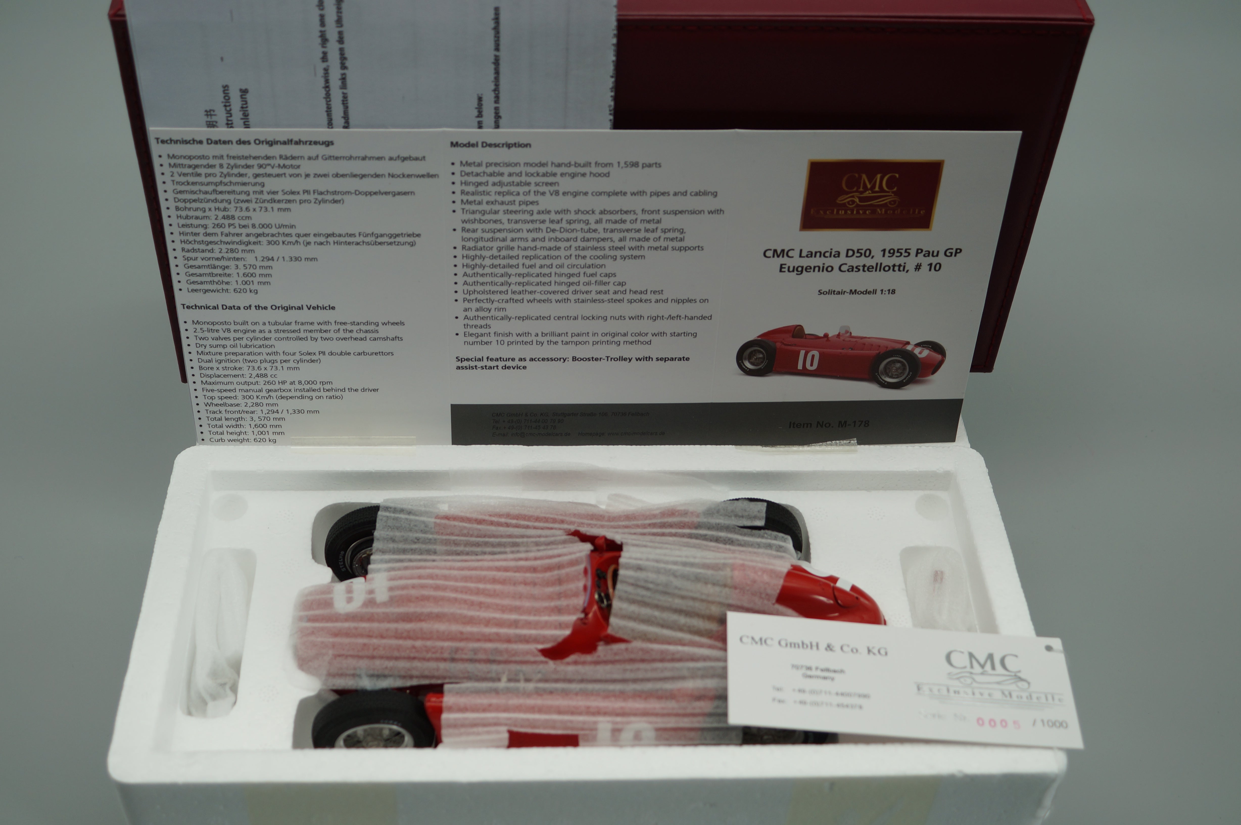 1:18 Lancia D50 #10 GP Pau Eugenio Castellotti CMC M-178 LE 1000 - pre-owned-