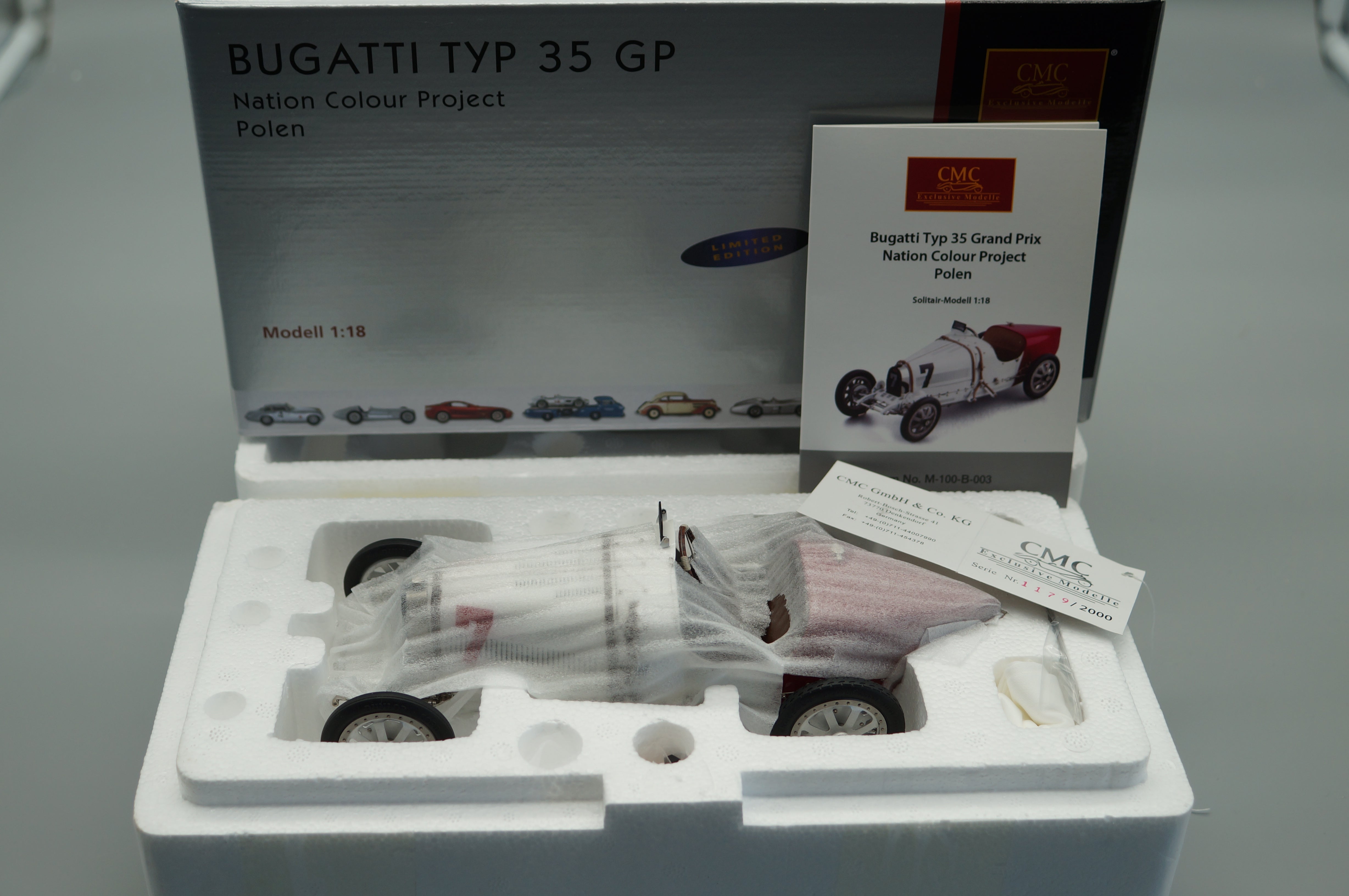 1:18 Bugatti T35 Nation Color Project - Polen #7 LE 2000 St. CMC M-100 003 -pre-owned-