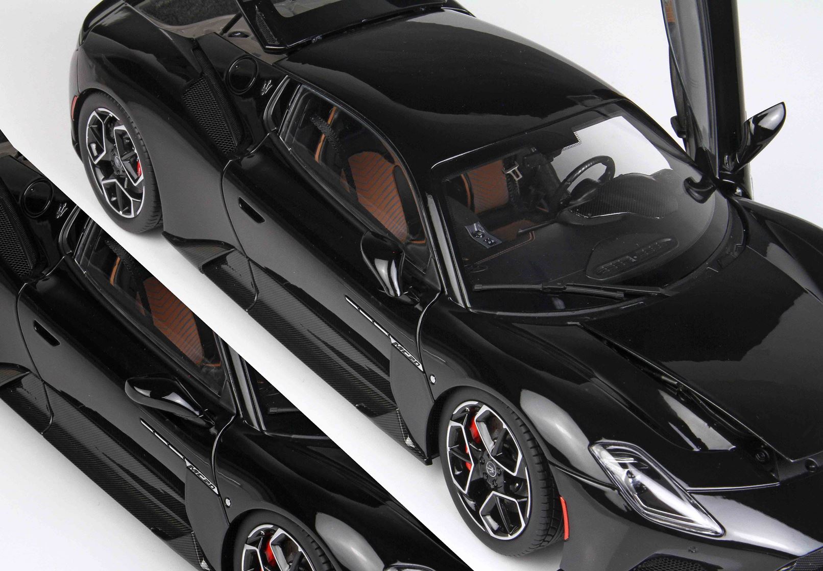 1/18 BBR Maserati MC20 Black Enigma Diecast full open HE180051B