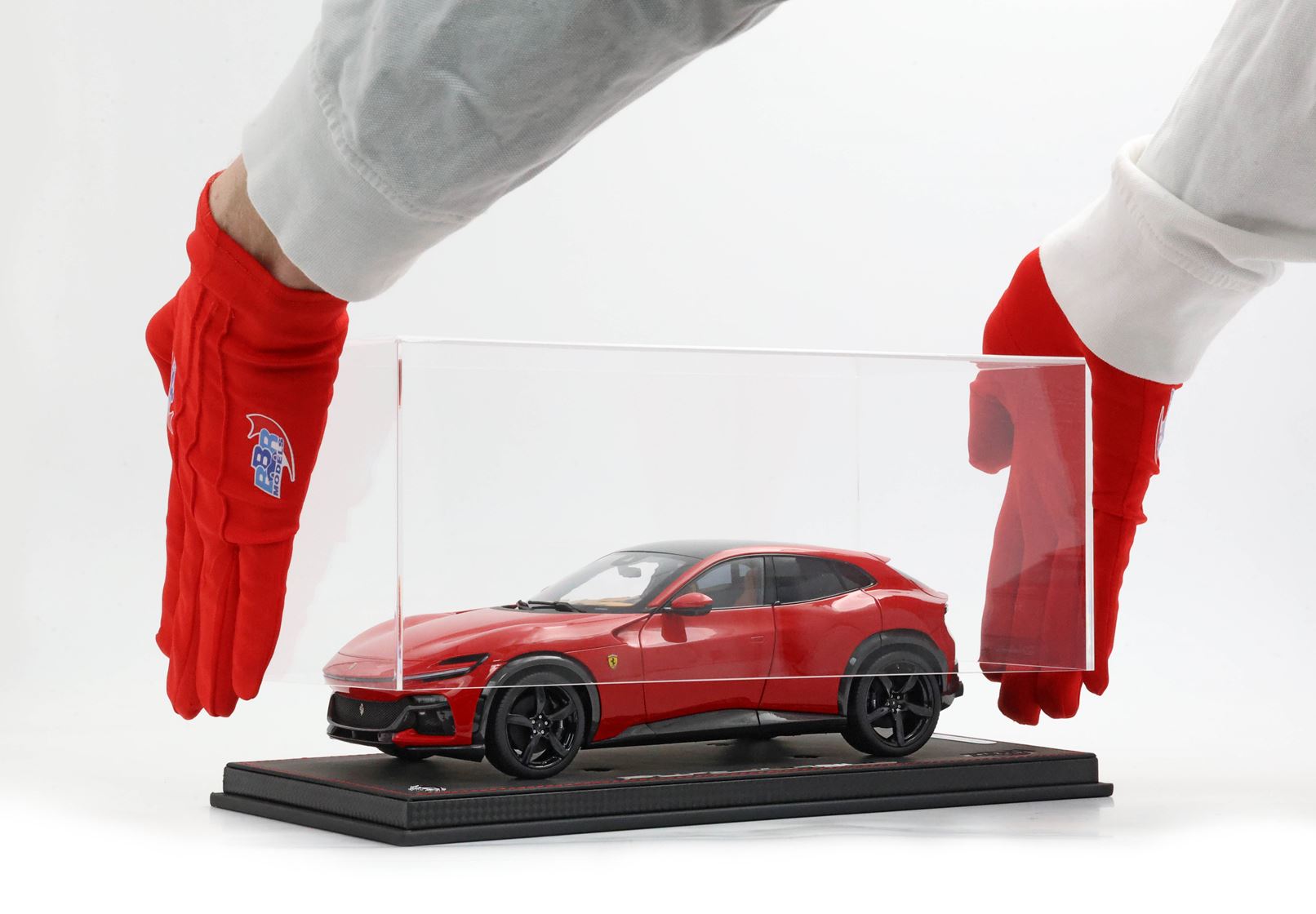 1/18 Ferrari Purosangue diecast panoramic roof, Rosso Corsa - Black Wheels BBR HE180053BDIE1