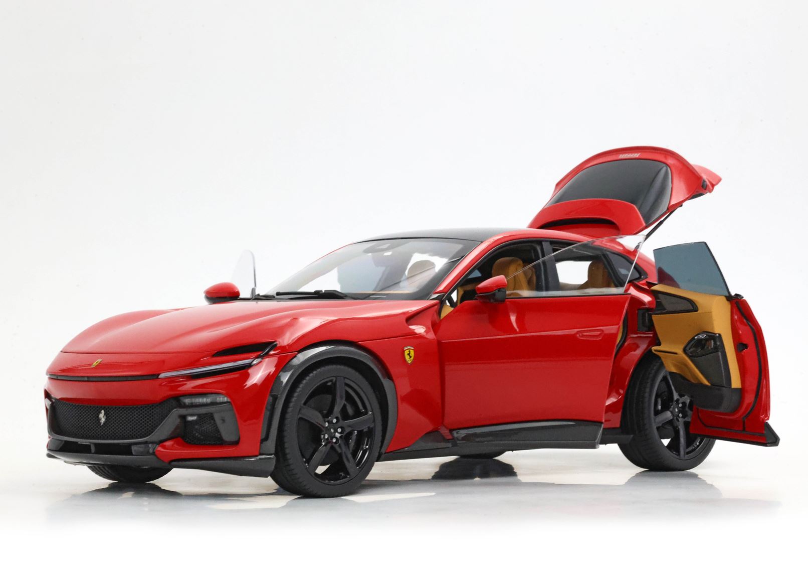 1/18 Ferrari Purosangue diecast panoramic roof, Rosso Corsa - Black Wheels BBR HE180053BDIE1