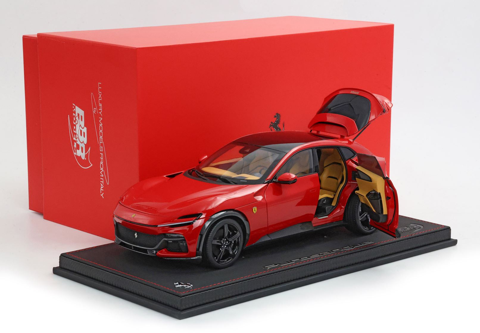 1/18 Ferrari Purosangue diecast panoramic roof, Rosso Corsa - Black Wheels BBR HE180053BDIE1