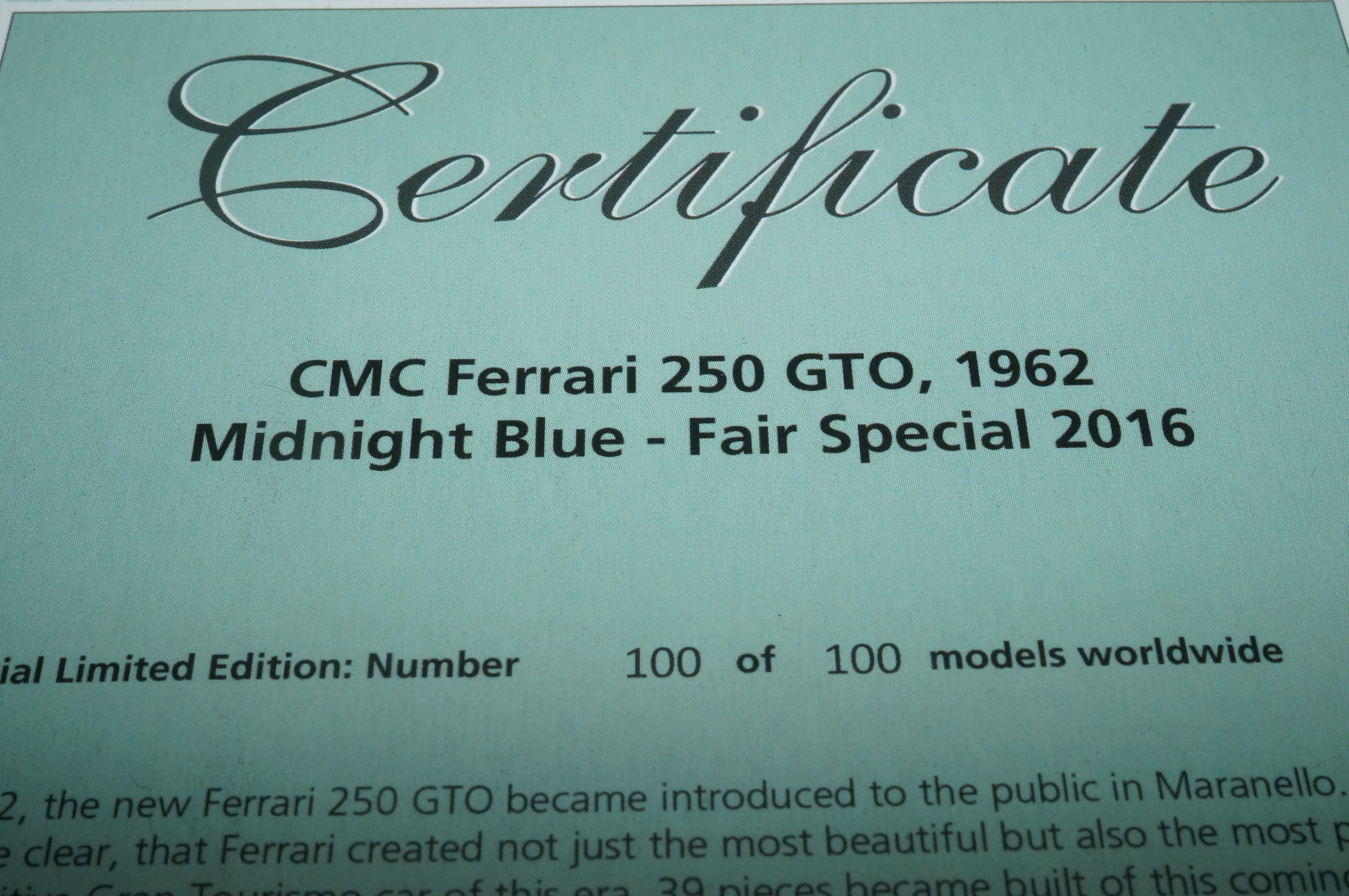 CMC Ferrari 250 GTO Midnight Blue 'Amelia Island 2016' CMC M-168 LE #100/100 Stueck
