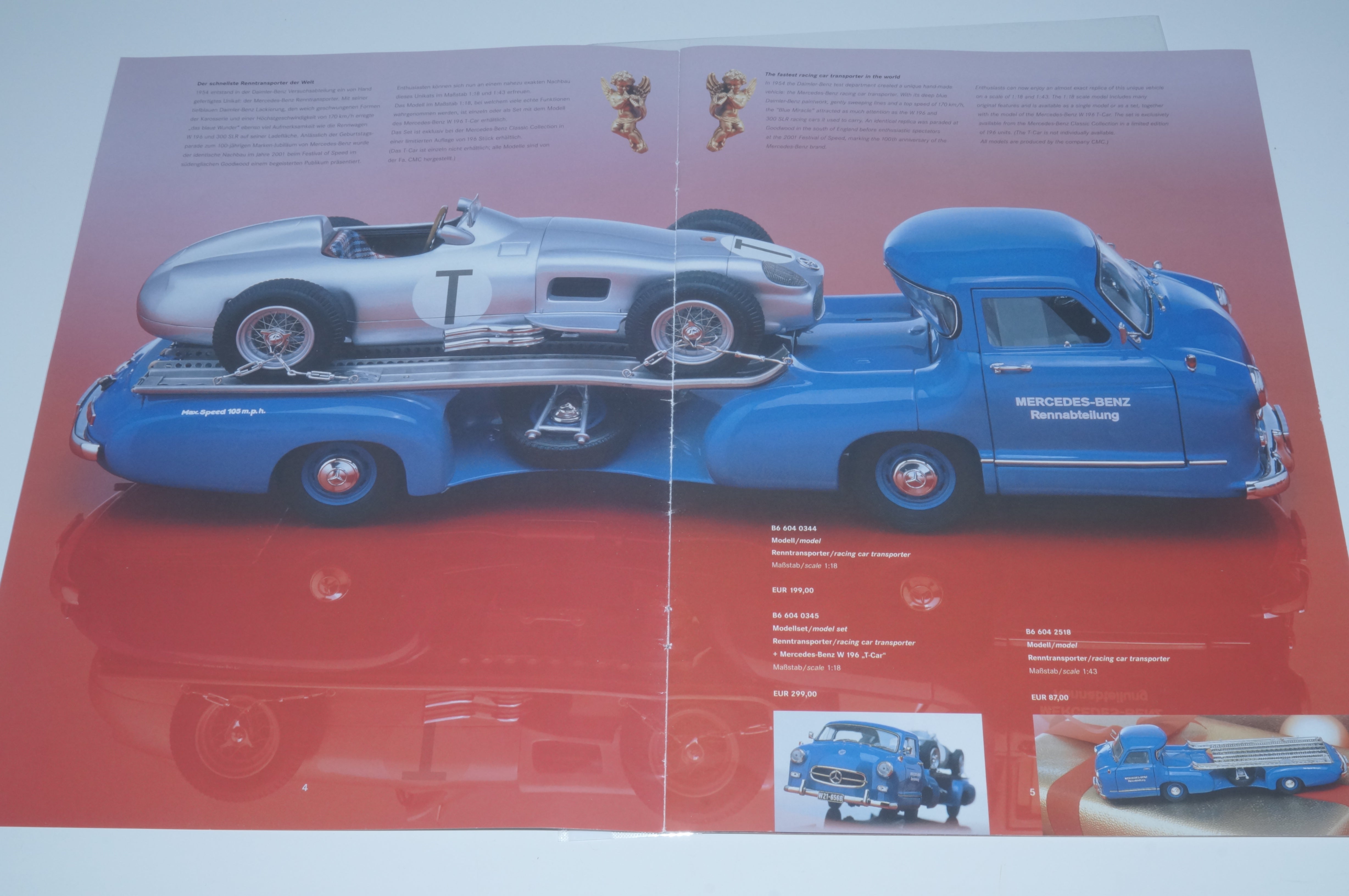 Mercedes-Benz W196 T-CAR + Renntransporter 'Blue Wonder' im Bundle CMC M-006T + M-036