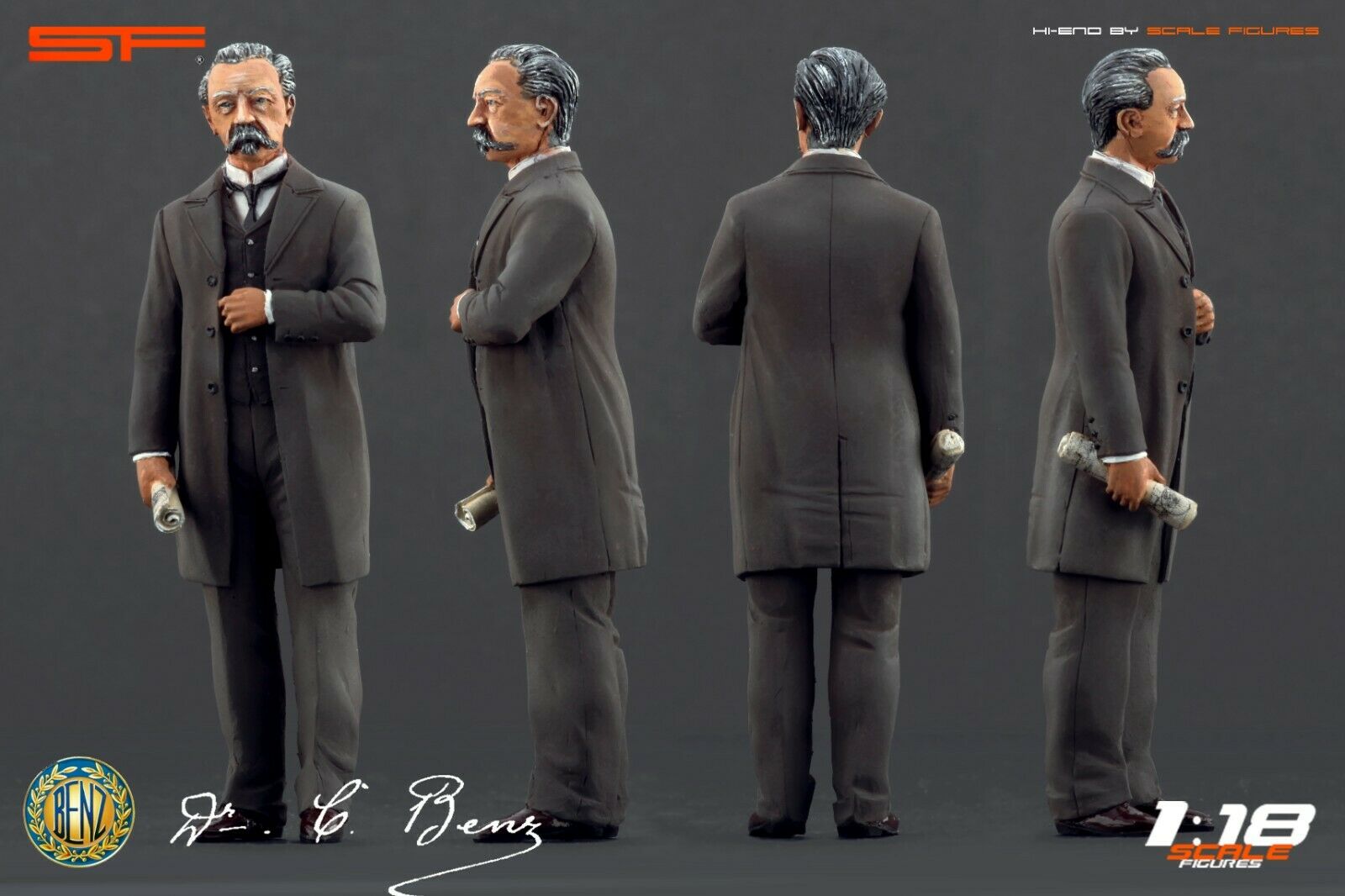 1/18 GOTTLIEB DAIMLER und CARL BENZ von SF Scale Figures - Handarbeit -