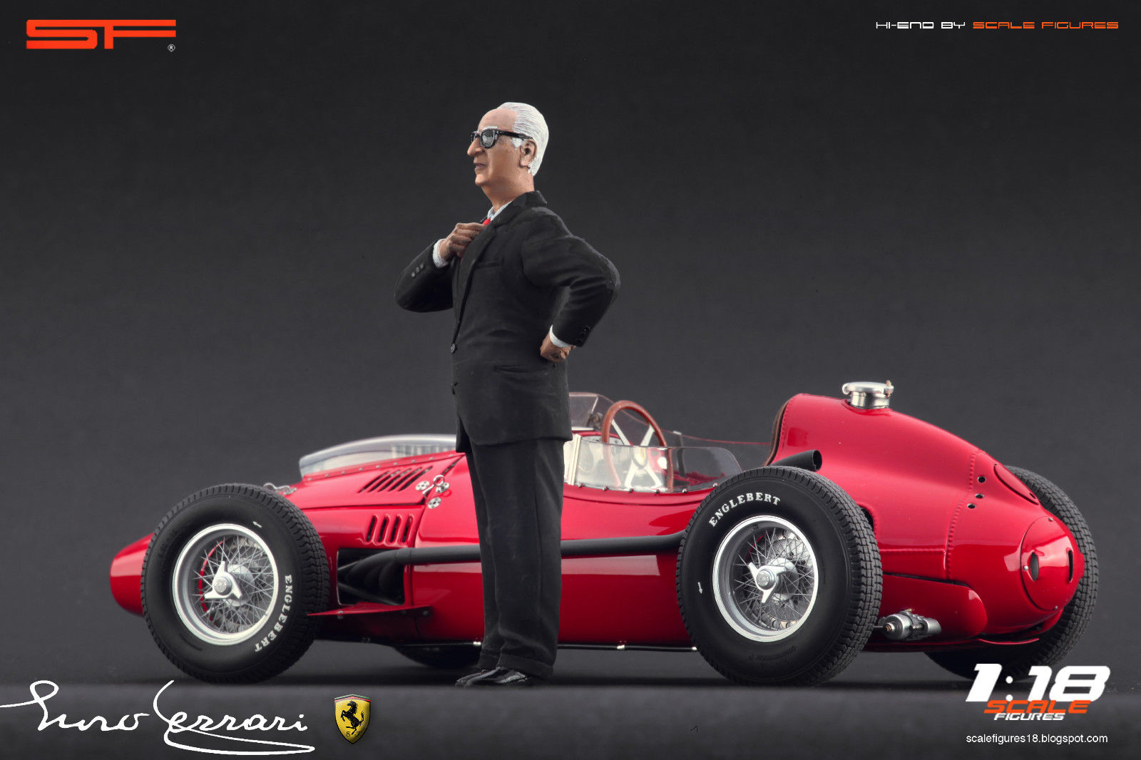 1/18 Konstrukteursfigur ENZO FERRARI im schwarzen Anzug von SF Scale Figures - Handarbeit - SF118065