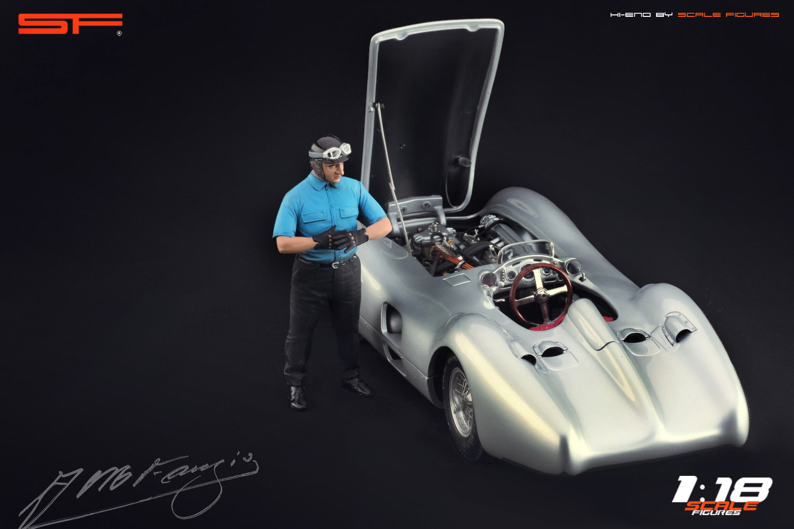 1/18 Rennfahrerfigur JUAN M. FANGIO von SF Scale Figures - Handarbeit - SF118143