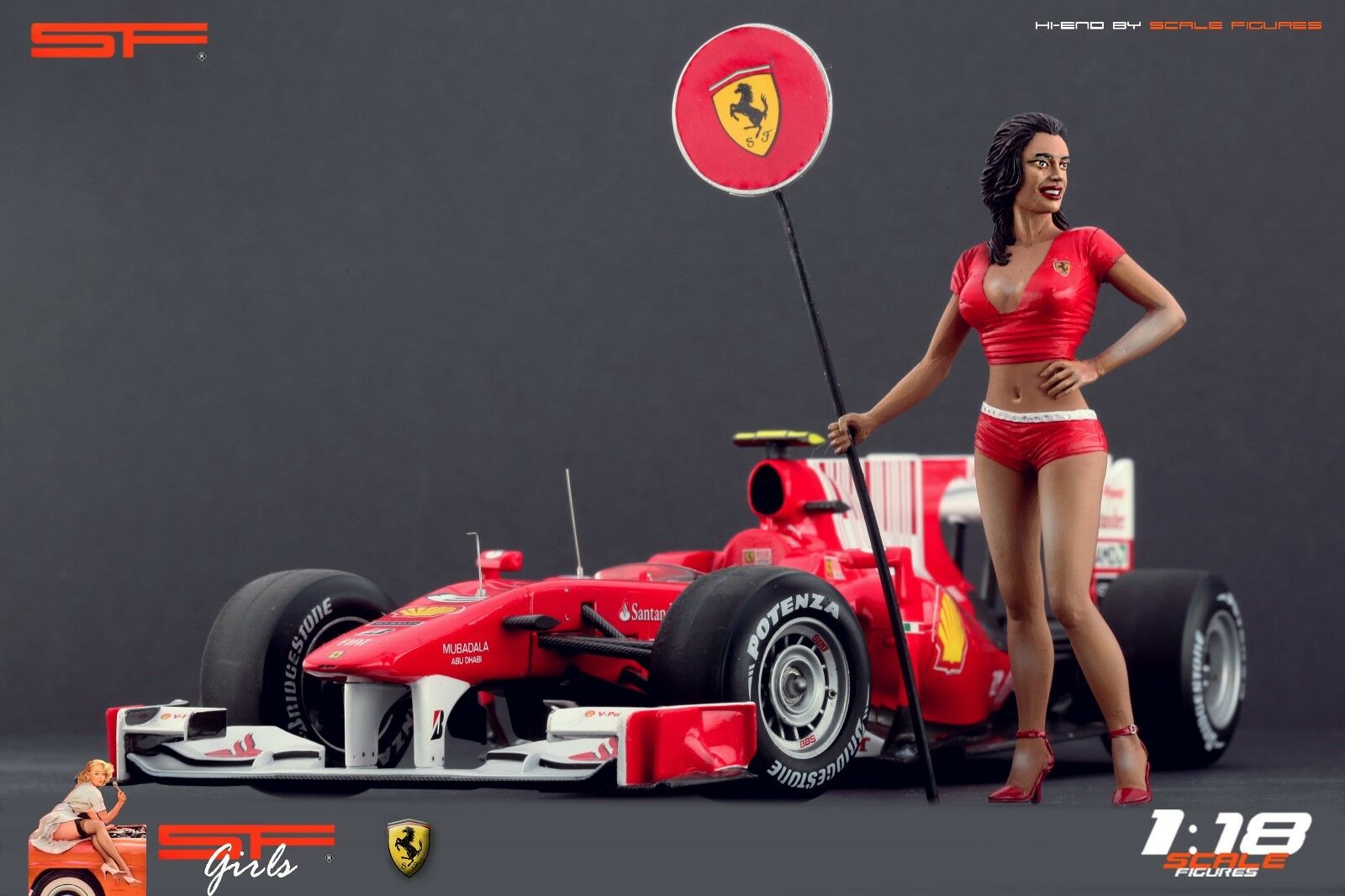 1/18 Ferrari Girl RED DRESS von SF Scale Figures - Handarbeit -