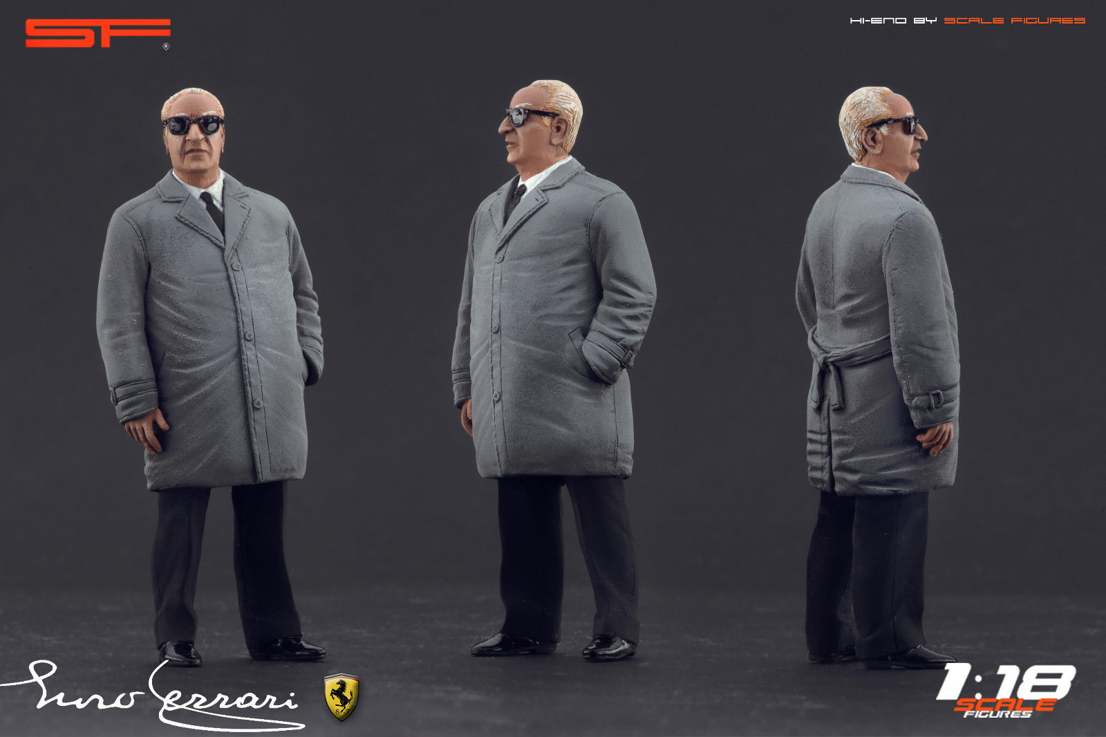 1/18 Konstrukteursfigur ENZO FERRARI im Mantel von SF Scale Figures - Handarbeit - SF118040
