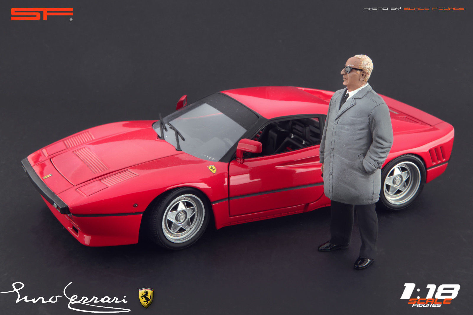 1/18 Konstrukteursfigur ENZO FERRARI im Mantel von SF Scale Figures - Handarbeit - SF118040