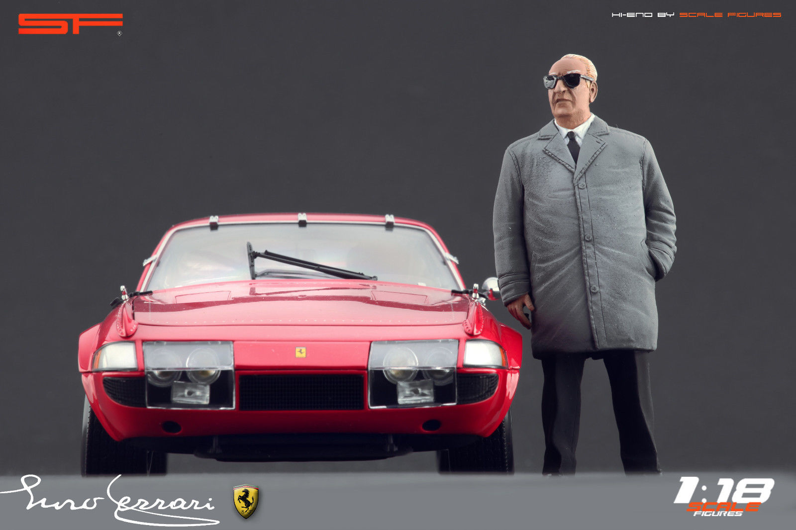1/18 Konstrukteursfigur ENZO FERRARI im Mantel von SF Scale Figures - Handarbeit - SF118040