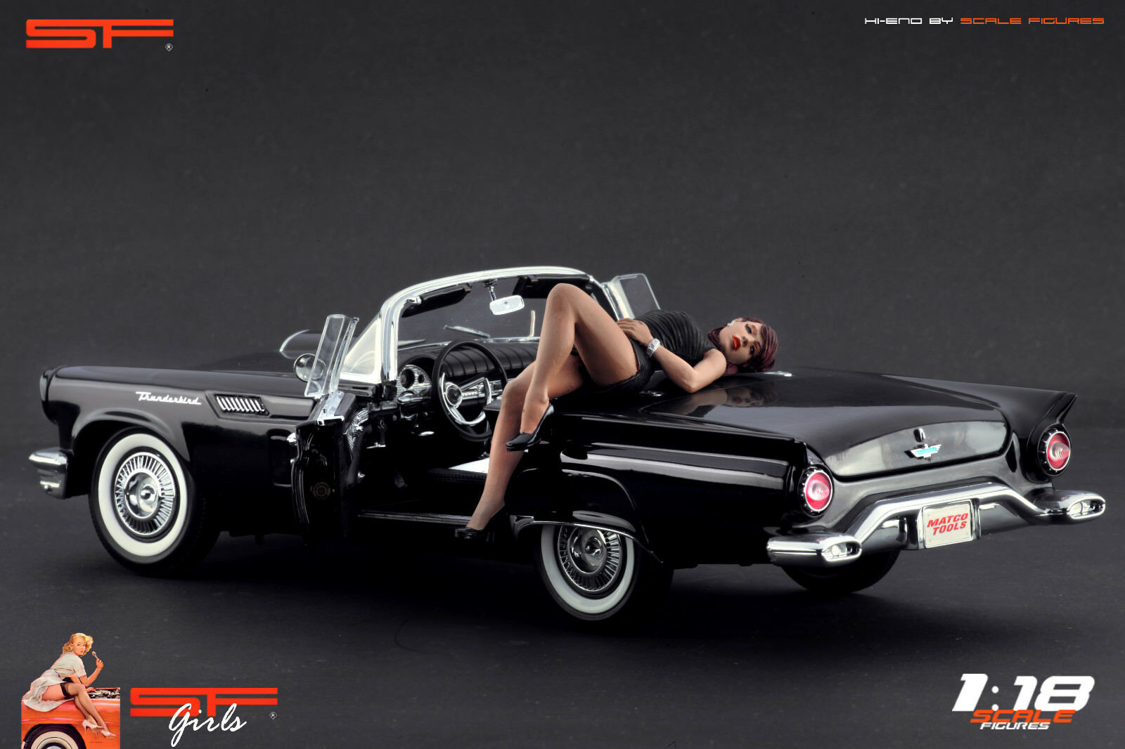 1/18 Lying Girl Black Dress by SF Scale Figures - Handmade -