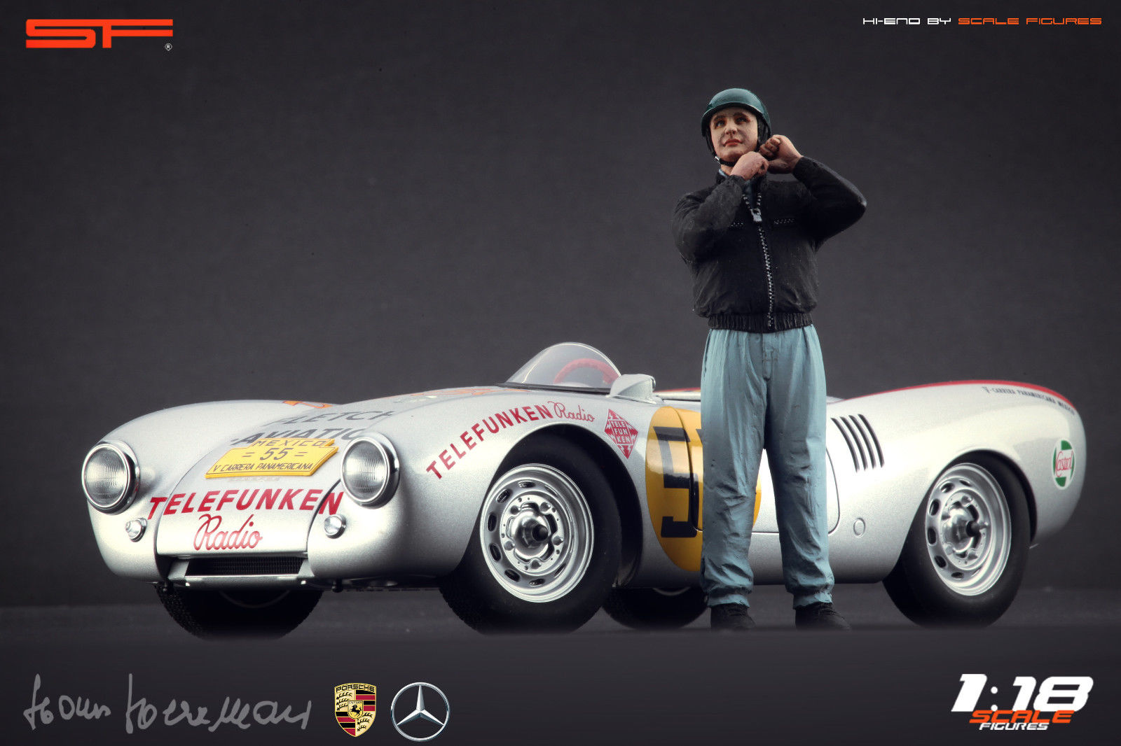 1/18 Rennfahrerfigur HANS HERRMANN von SF Scale Figures - Handarbeit - SF118131