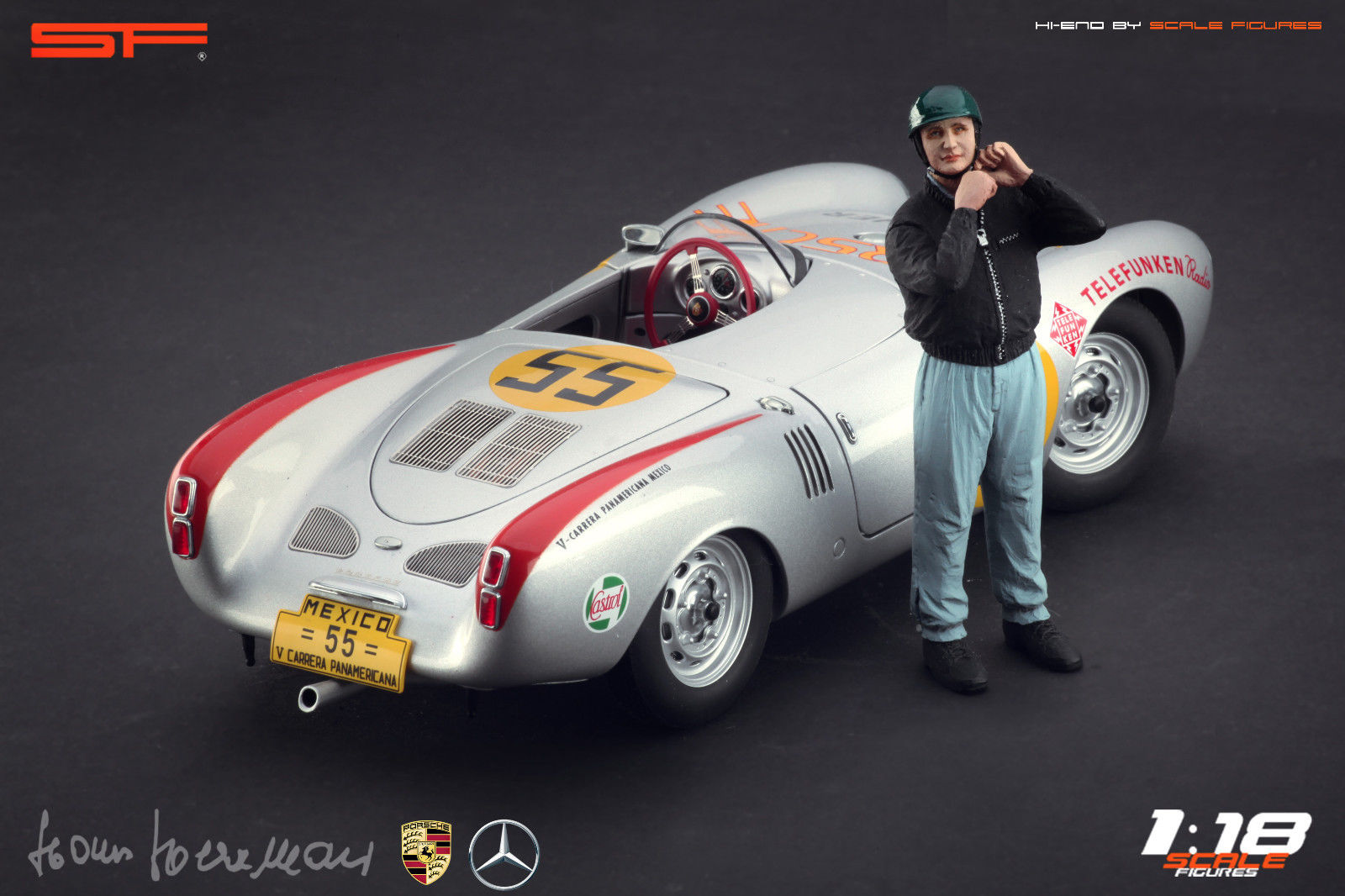 1/18 Rennfahrerfigur HANS HERRMANN von SF Scale Figures - Handarbeit - SF118131