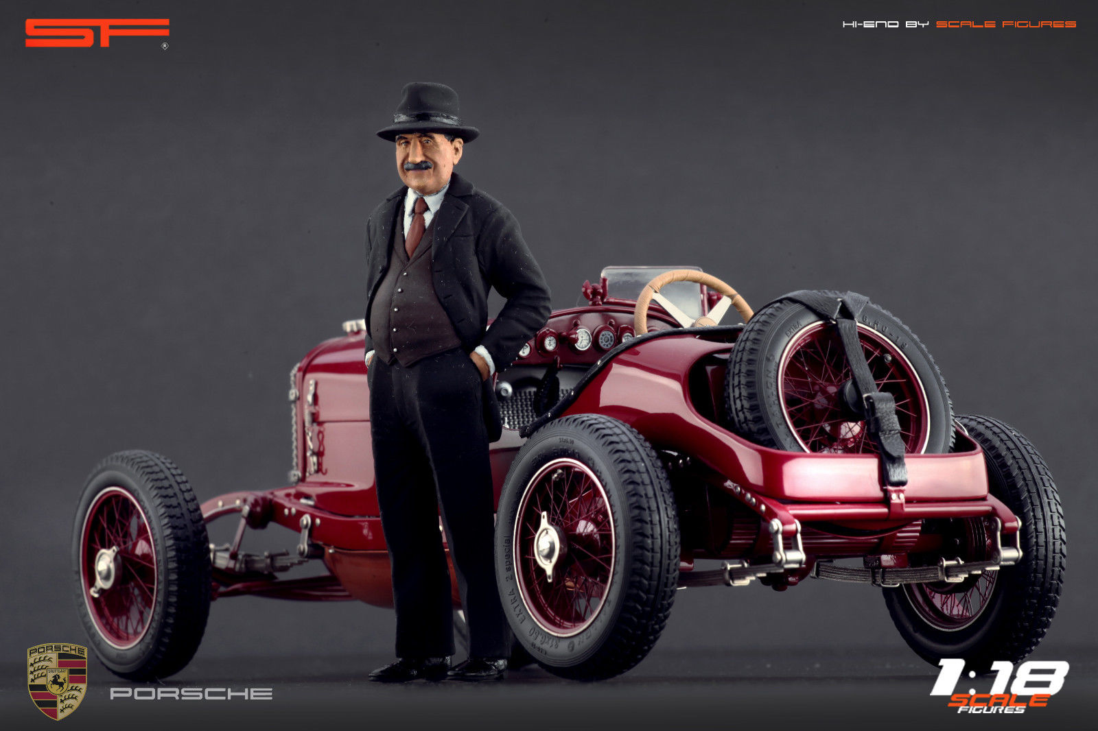 1/18 Konstrukteursfigur FERDINAND PORSCHE mit Hut von SF Scale Figures - Handarbeit -