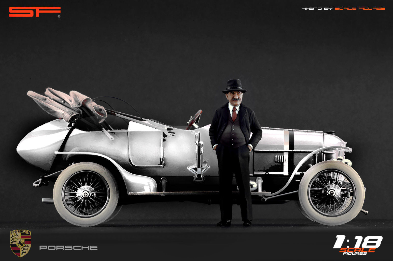 1/18 Konstrukteursfigur FERDINAND PORSCHE mit Hut von SF Scale Figures - Handarbeit -