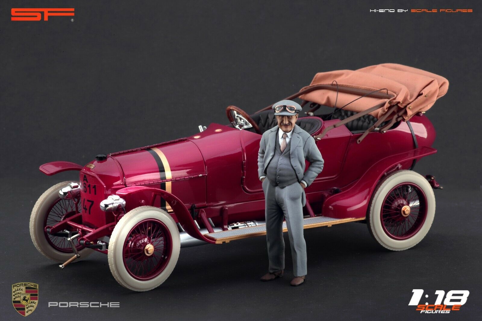 1/18 Konstrukteursfigur FERDINAND PORSCHE (Racing Version) von SF Scale Figures - Handarbeit