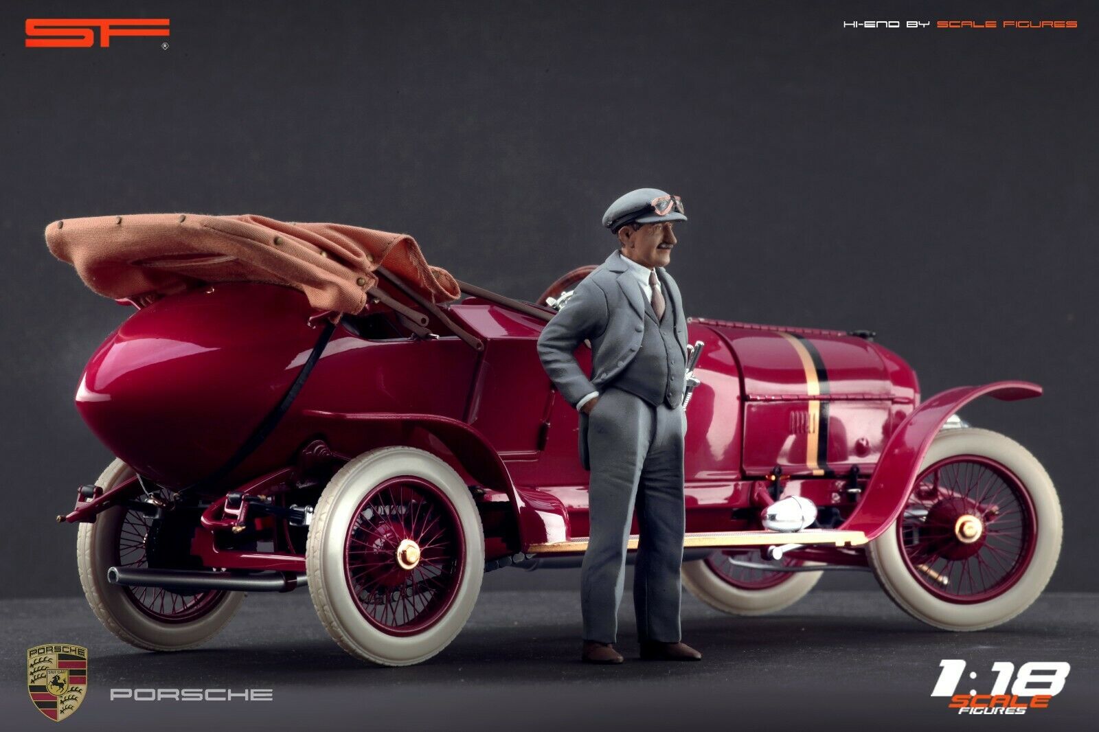 1/18 Konstrukteursfigur FERDINAND PORSCHE (Racing Version) von SF Scale Figures - Handarbeit