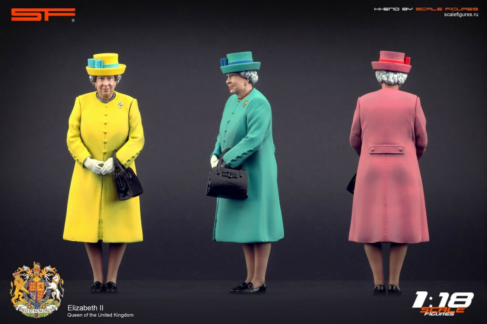 1/18 QUEEN ELISABETH II Green Dress von SF Scale Figures - Handarbeit -