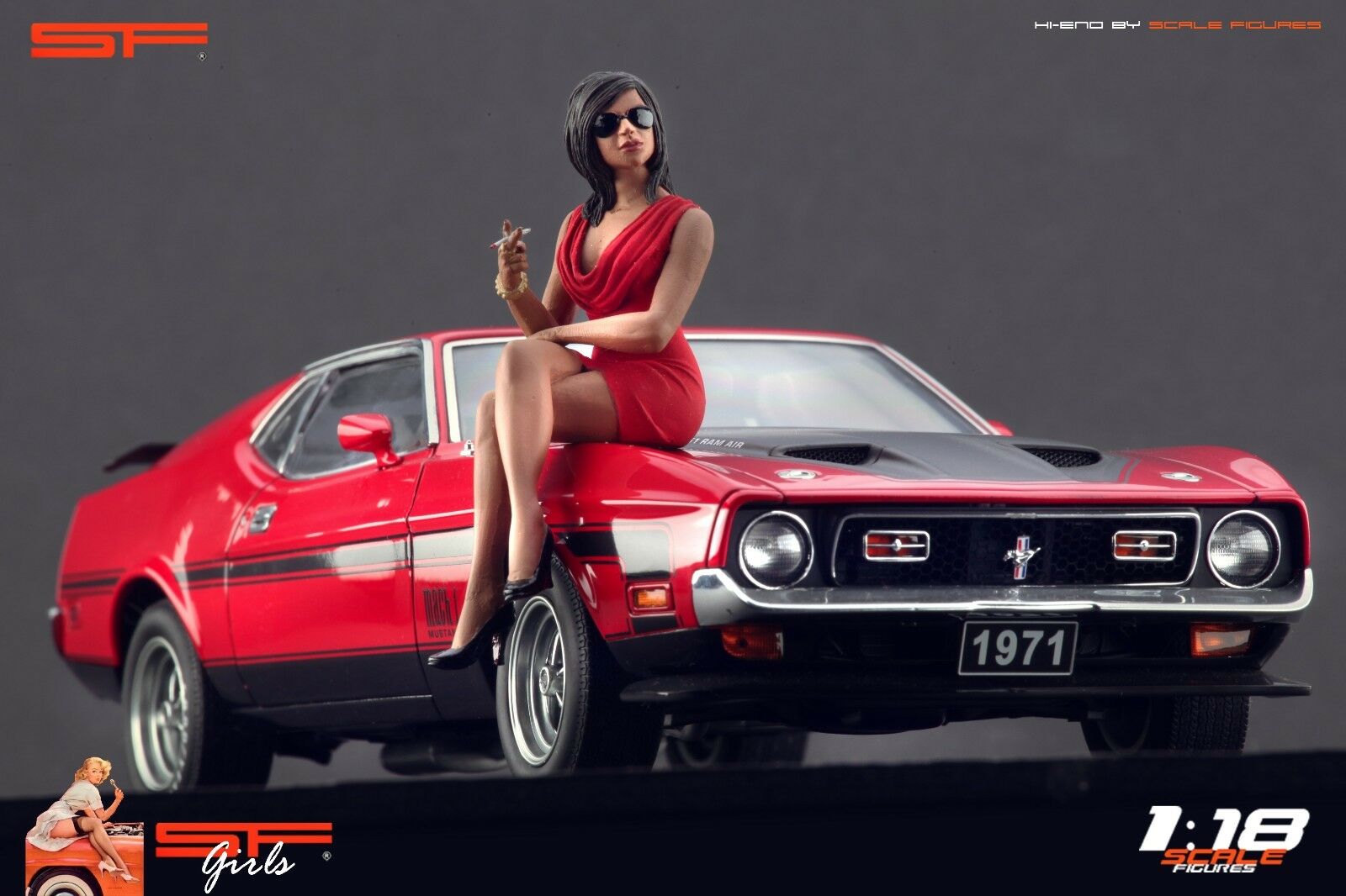 1/18 Smoking Girl red Dress von SF Scale Figures - Handarbeit -