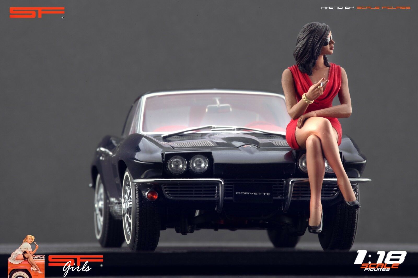 1/18 Smoking Girl red Dress von SF Scale Figures - Handarbeit -