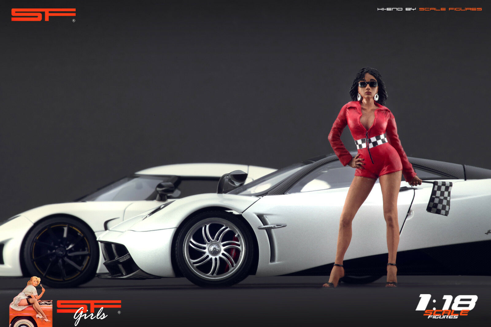 1/18 Start - Finish Girl von SF Scale Figures - Handarbeit -