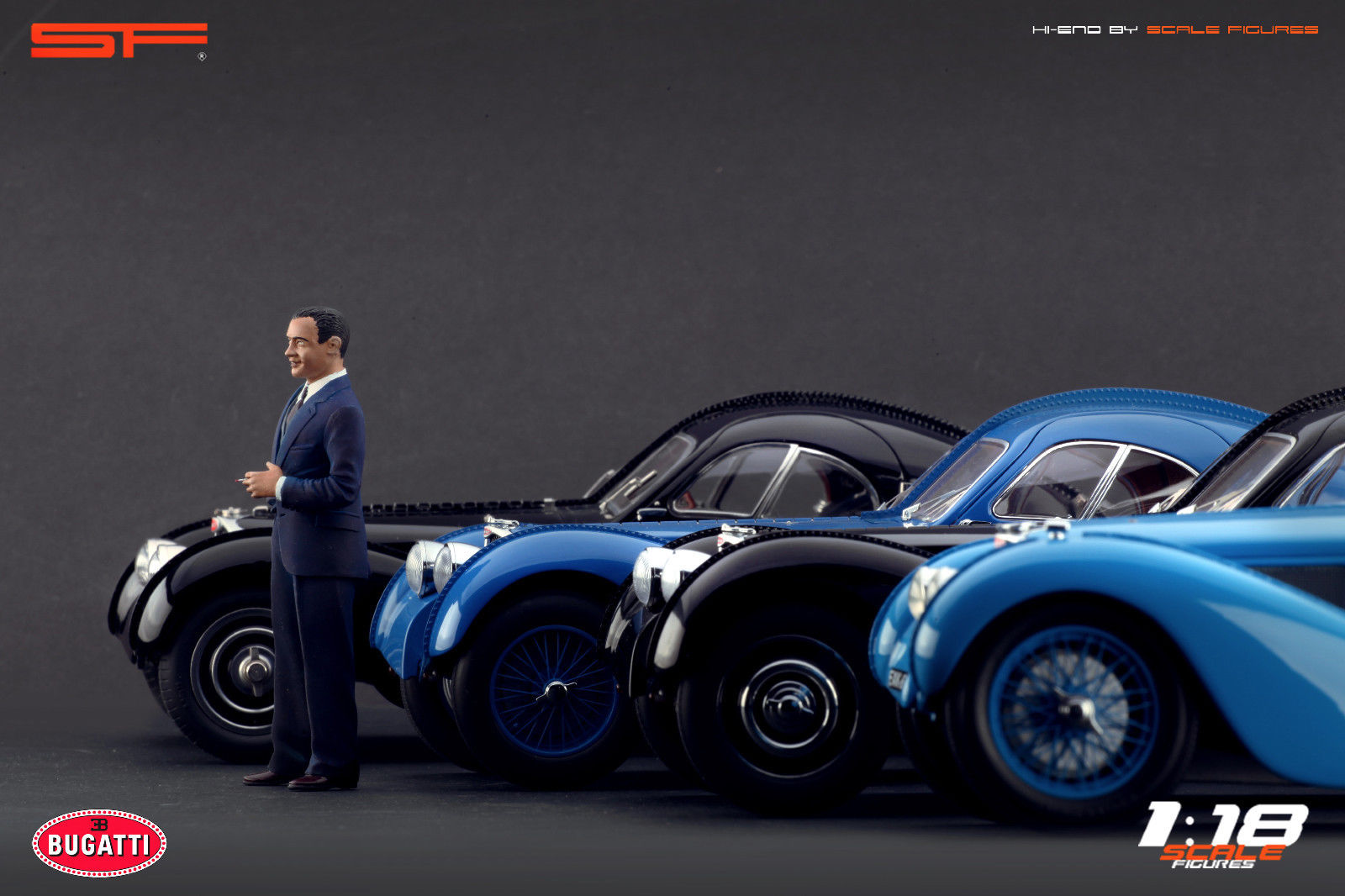 1/18 Konstrukteursfigur JEAN BUGATTI von SF Scale Figures - Handarbeit - SF118085