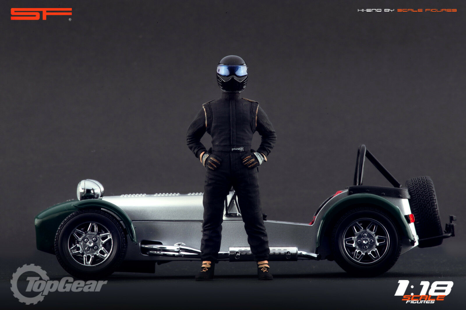 1/18 Rennfahrerfigur The Black Stig Top Gear von SF Scale Figures - Handarbeit - SF118097