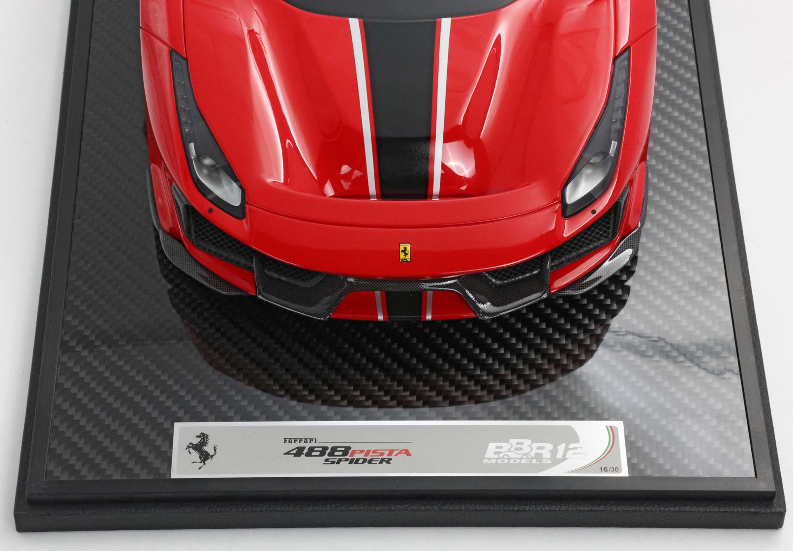 1/12 BBR Ferrari 488 Pista Spider Open roof - Rosso Corsa - black silver stripe LE 30 pcs. BBR1225B