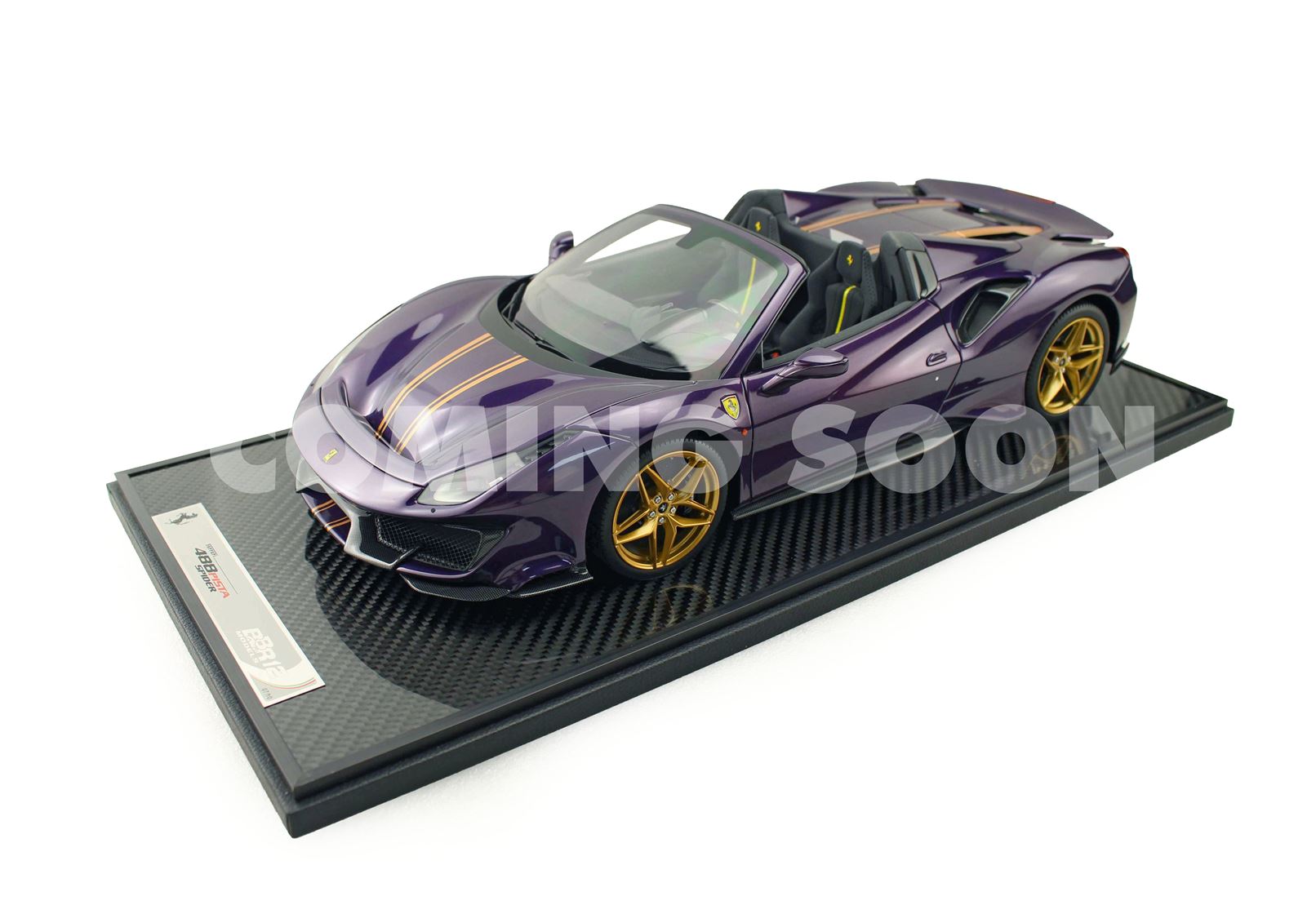 1/12 BBR Ferrari 488 Pista Spider Open roof - Viola Hong Kong - Gold LE 10 St. BBR1225E1