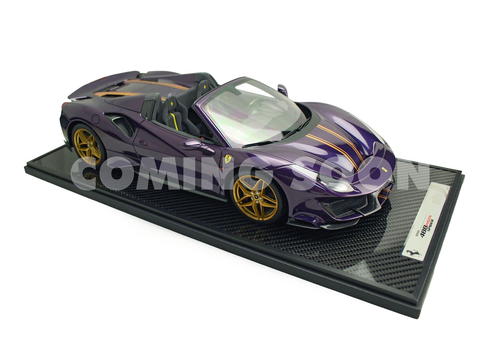 1/12 BBR Ferrari 488 Pista Spider Open roof - Viola Hong Kong - Gold LE 10 St. BBR1225E1