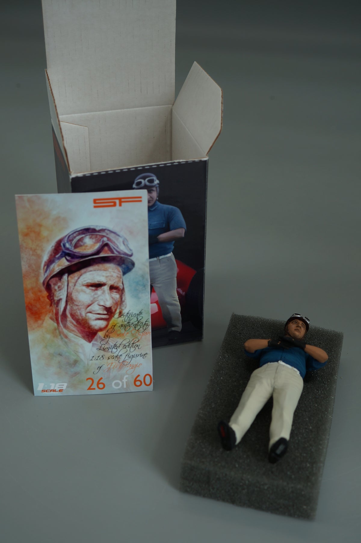 1/18 Racing Driver Figurine JUAN M. FANGIO by SF Scale Figures #26/60 - Handmade - SF118143 - pre-owned