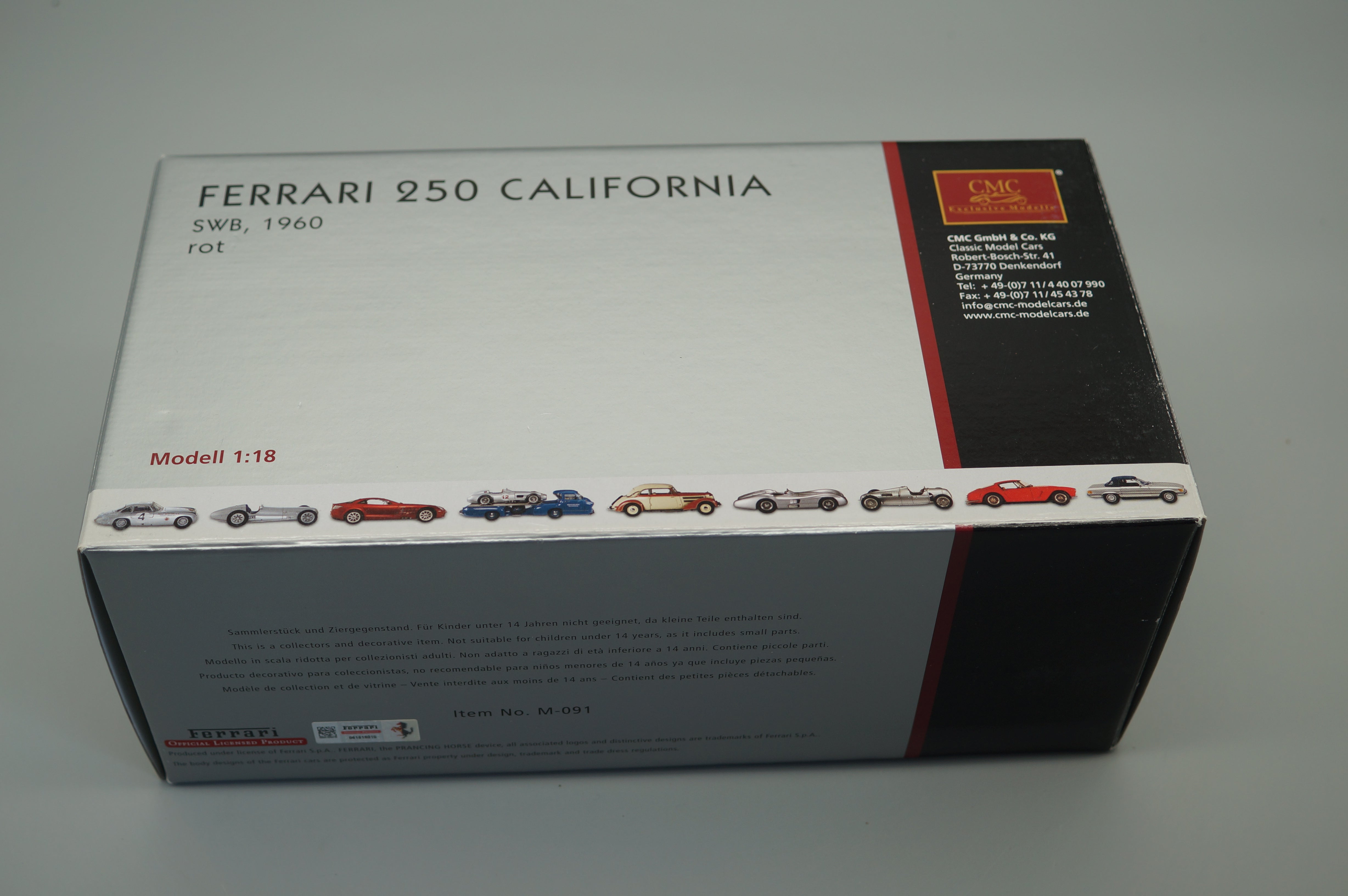 1/18 Ferrari 250 SWB Spyder California 1961 rot #1139 CMC M-091 -pre-owned FH302