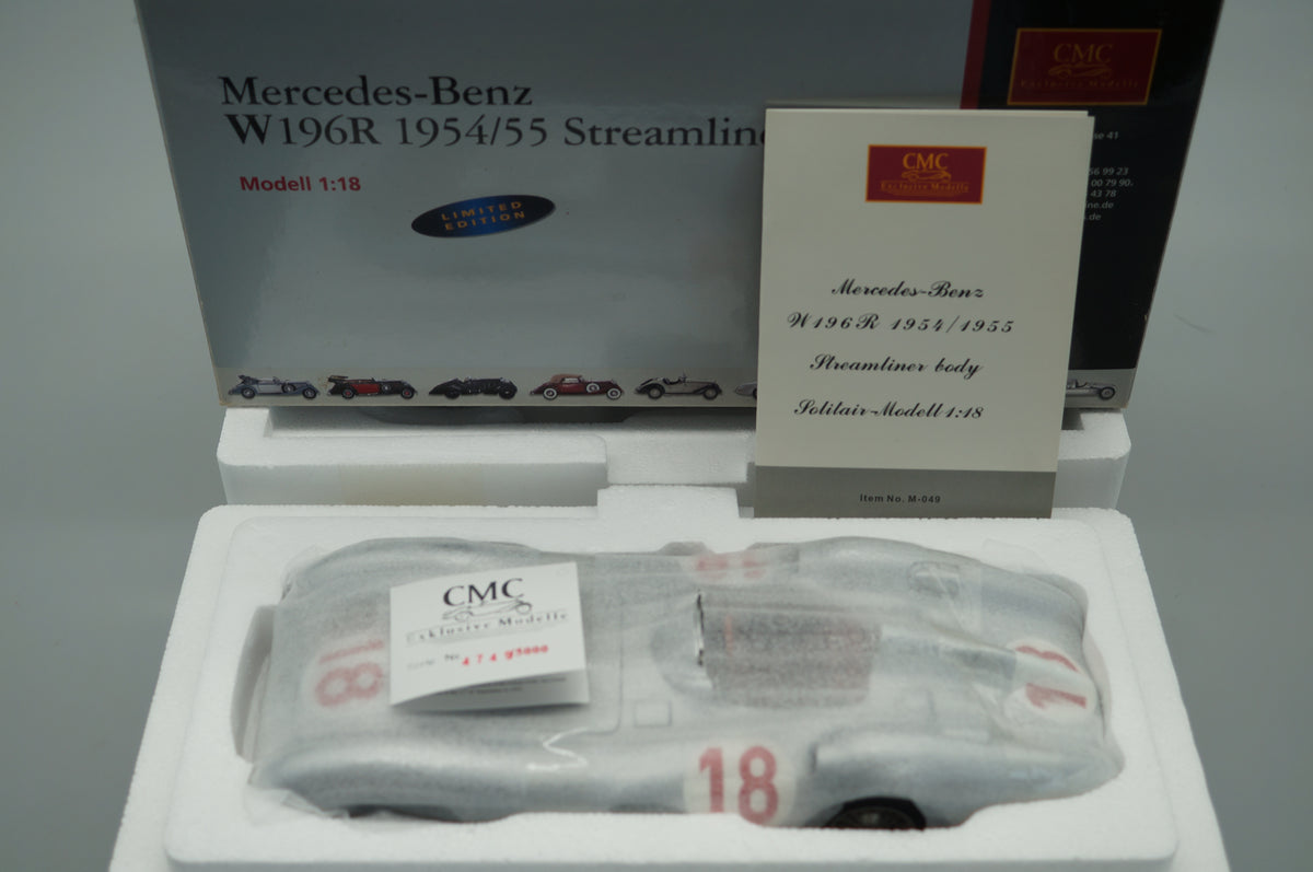 1/18 Mercedes-Benz W196R #18 Juan M. Fangio #4749/5000 CMC M-049 -pre-owned -FH319