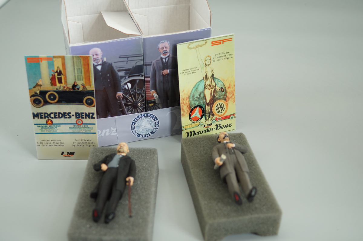1/18 GOTTLIEB DAIMLER und CARL BENZ von SF Scale Figures #30/60 - Handarbeit - pre-owned