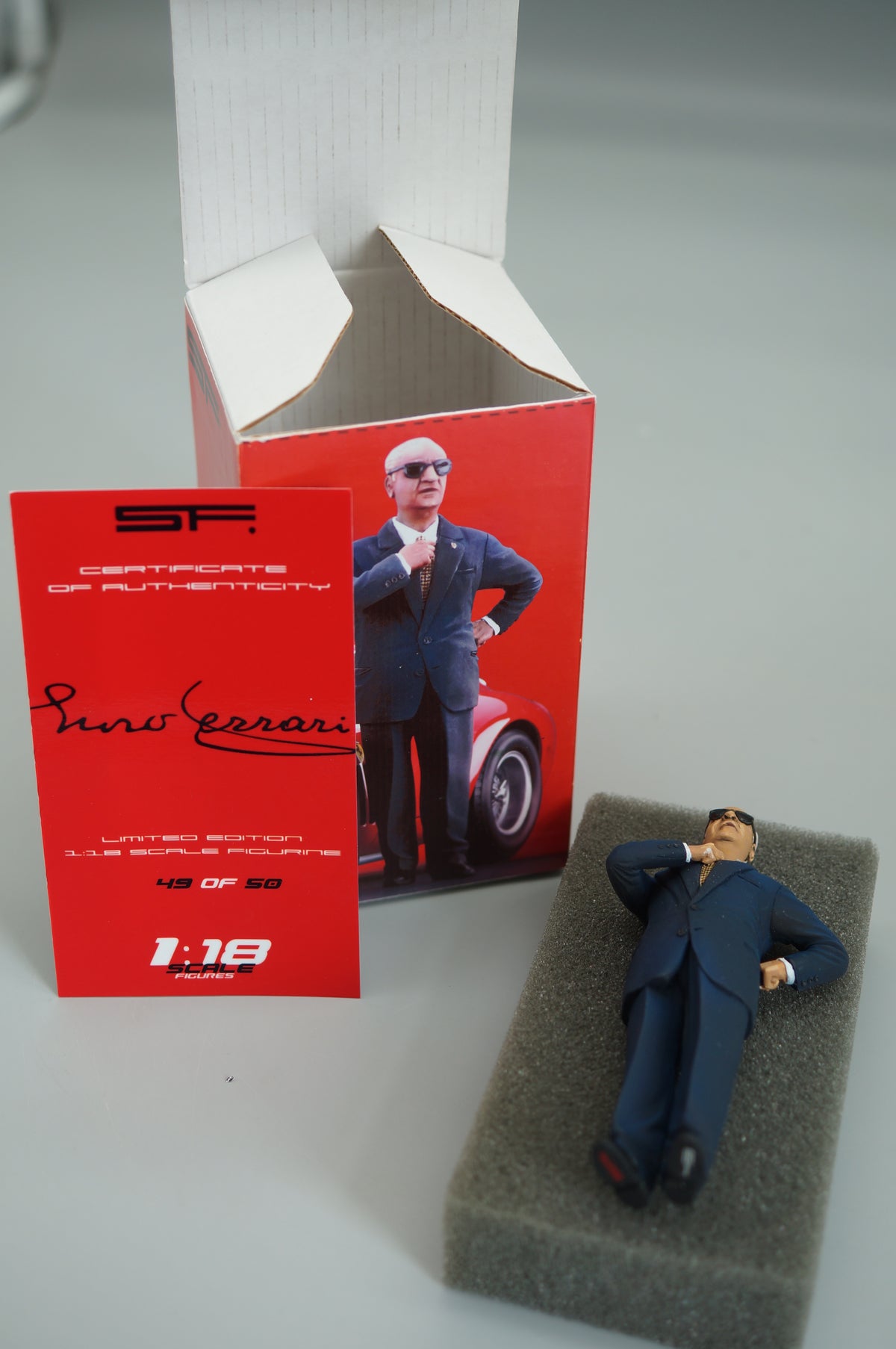 1/18 Enzo Ferrari Constructor Figure in dark blue suit from SF Scale Figures #49/50 - Handmade - SF118065 - pre-owned