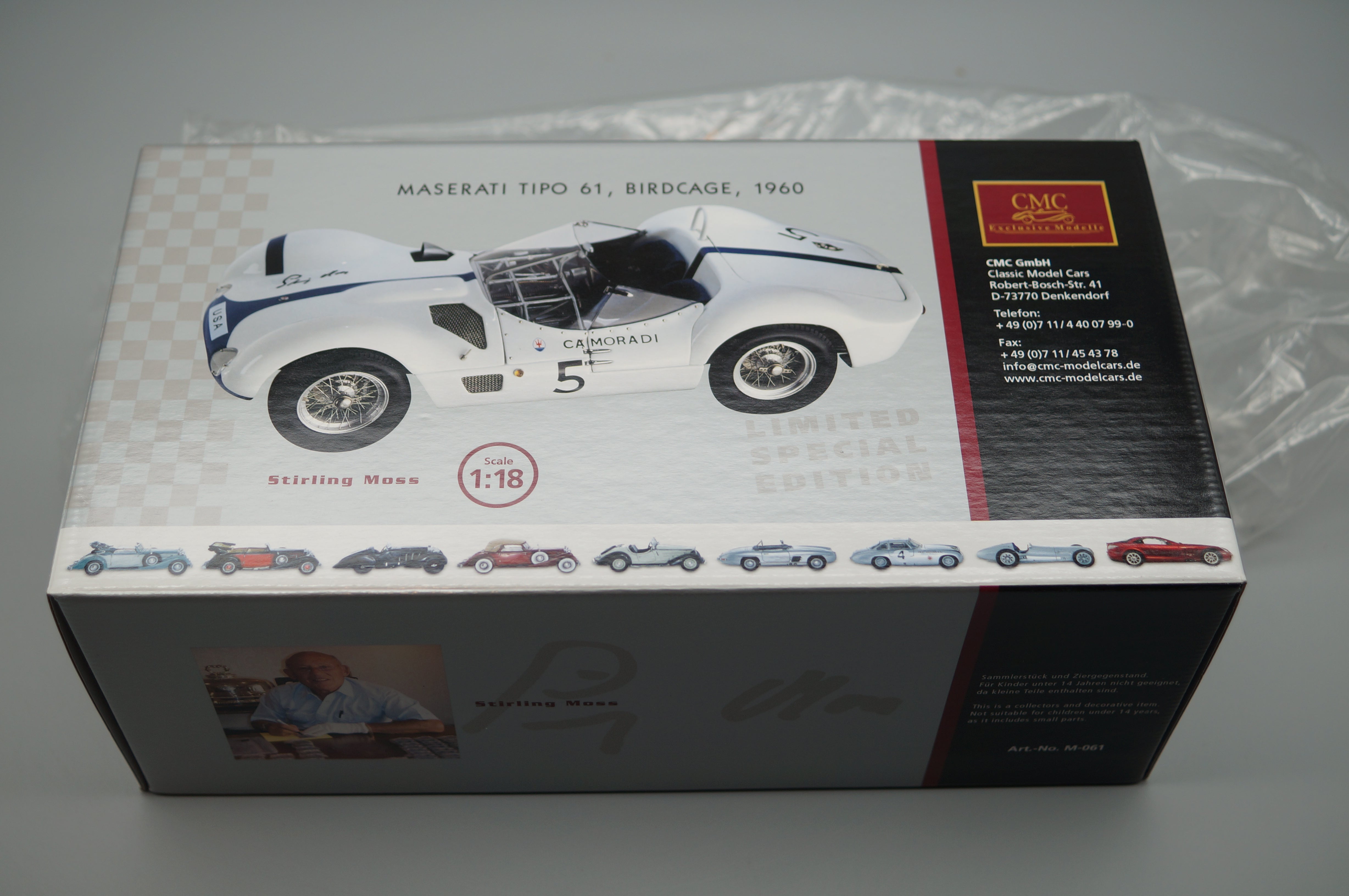 1/18 Maserati Birdcage #5 signed by Stirling Moss CMC M-061