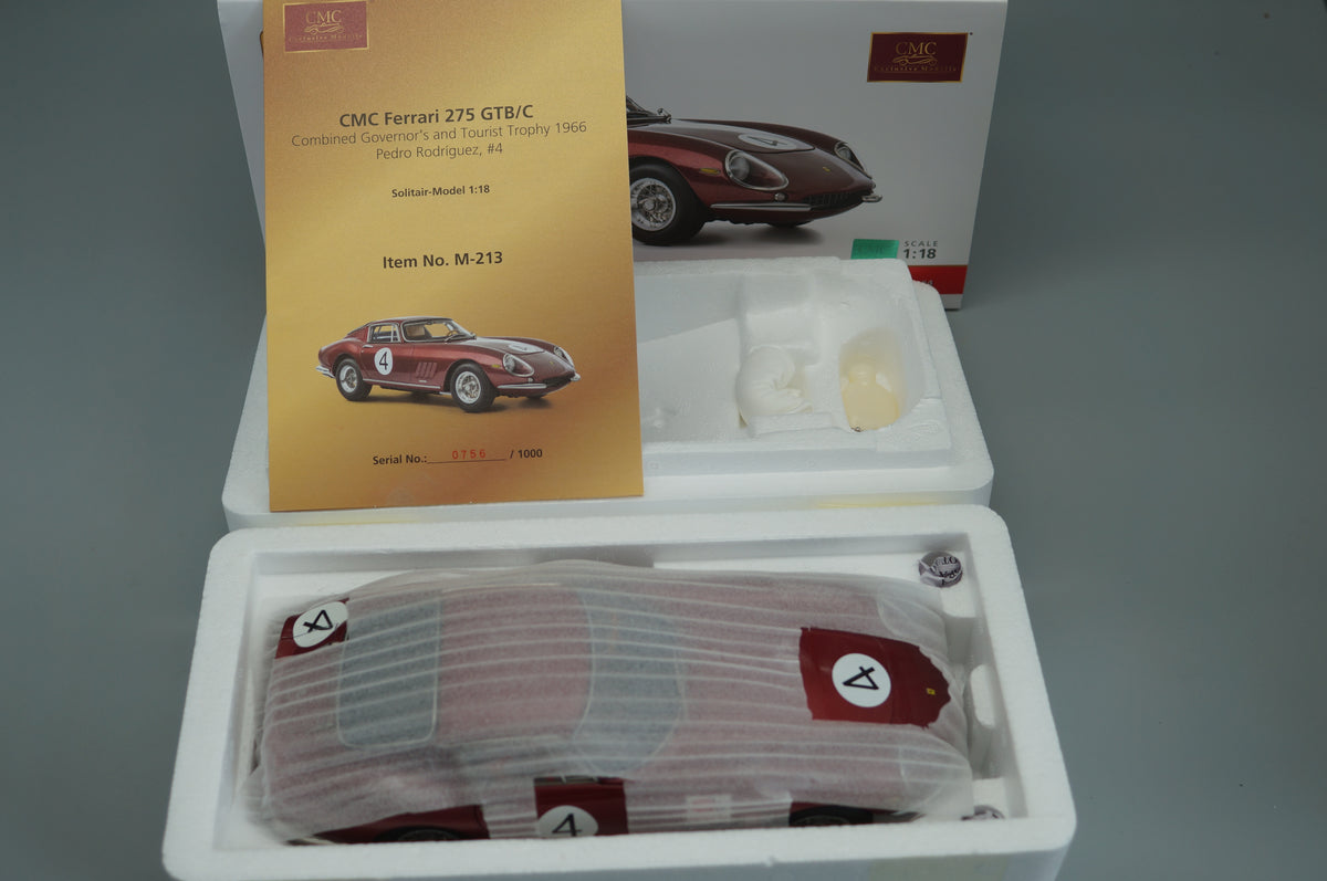 1/18 Ferrari 275 GTB/C #4 Pedro Rodriguez Chassis 09063 von 1966 rubinrot #0756/1000 CMC M-213 -pre-owned MH327