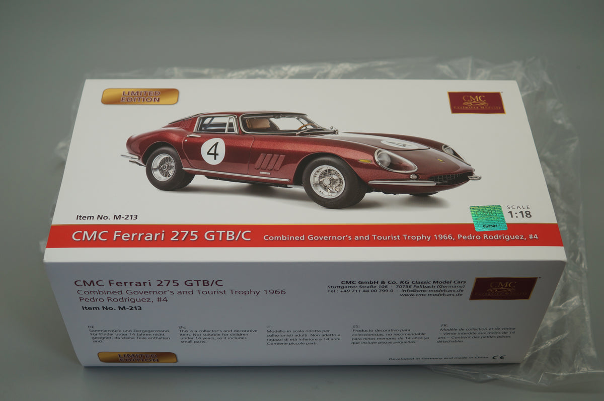 1/18 Ferrari 275 GTB/C #4 Pedro Rodriguez Chassis 09063 von 1966 rubinrot #0362/1000 CMC M-213 -pre-owned MH348