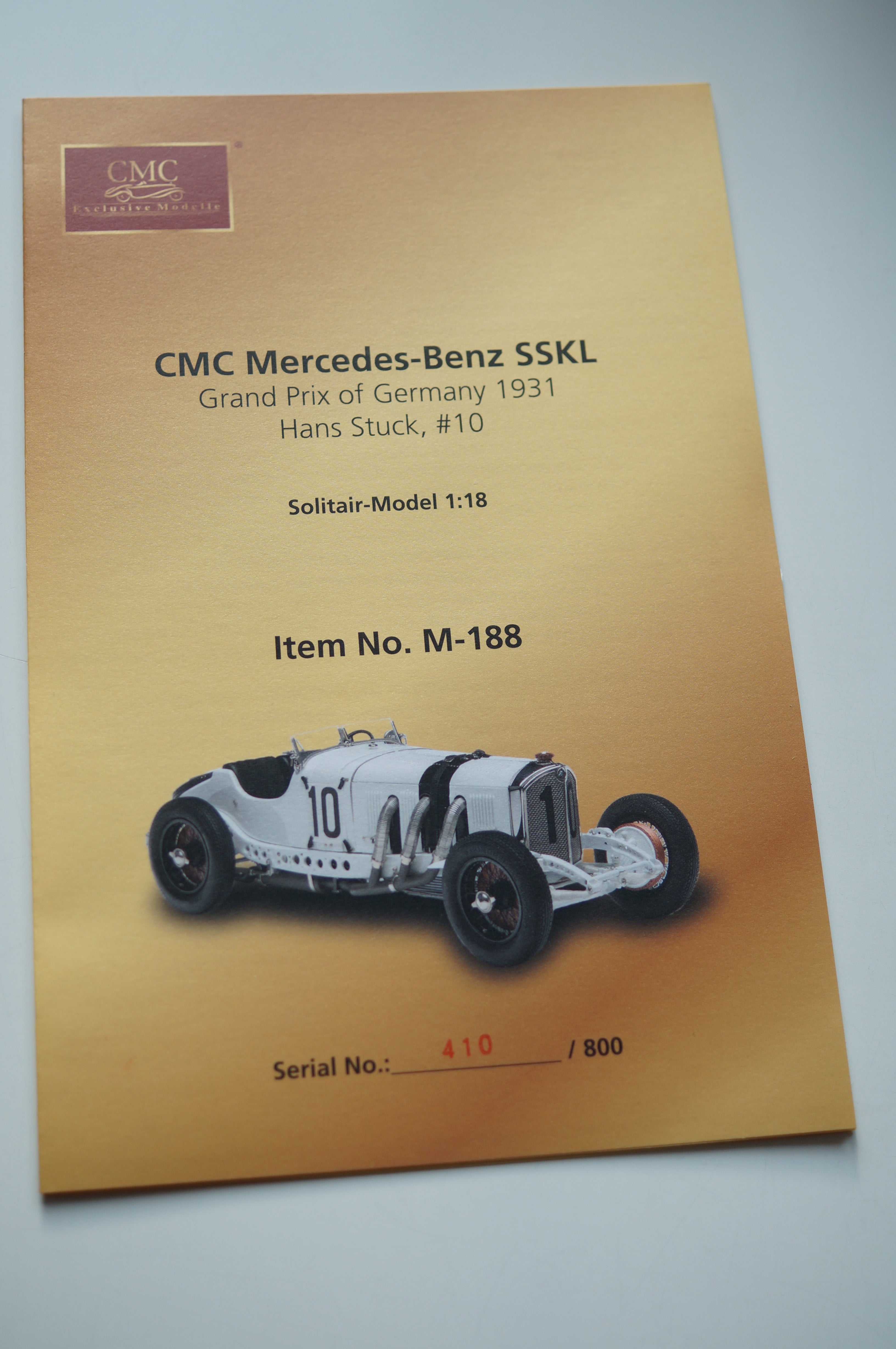 1/18 Mercedes-Benz SSKL #10 Mille Miglia 1931 Hans Stuck CMC M-188 - pre-owned- TS449