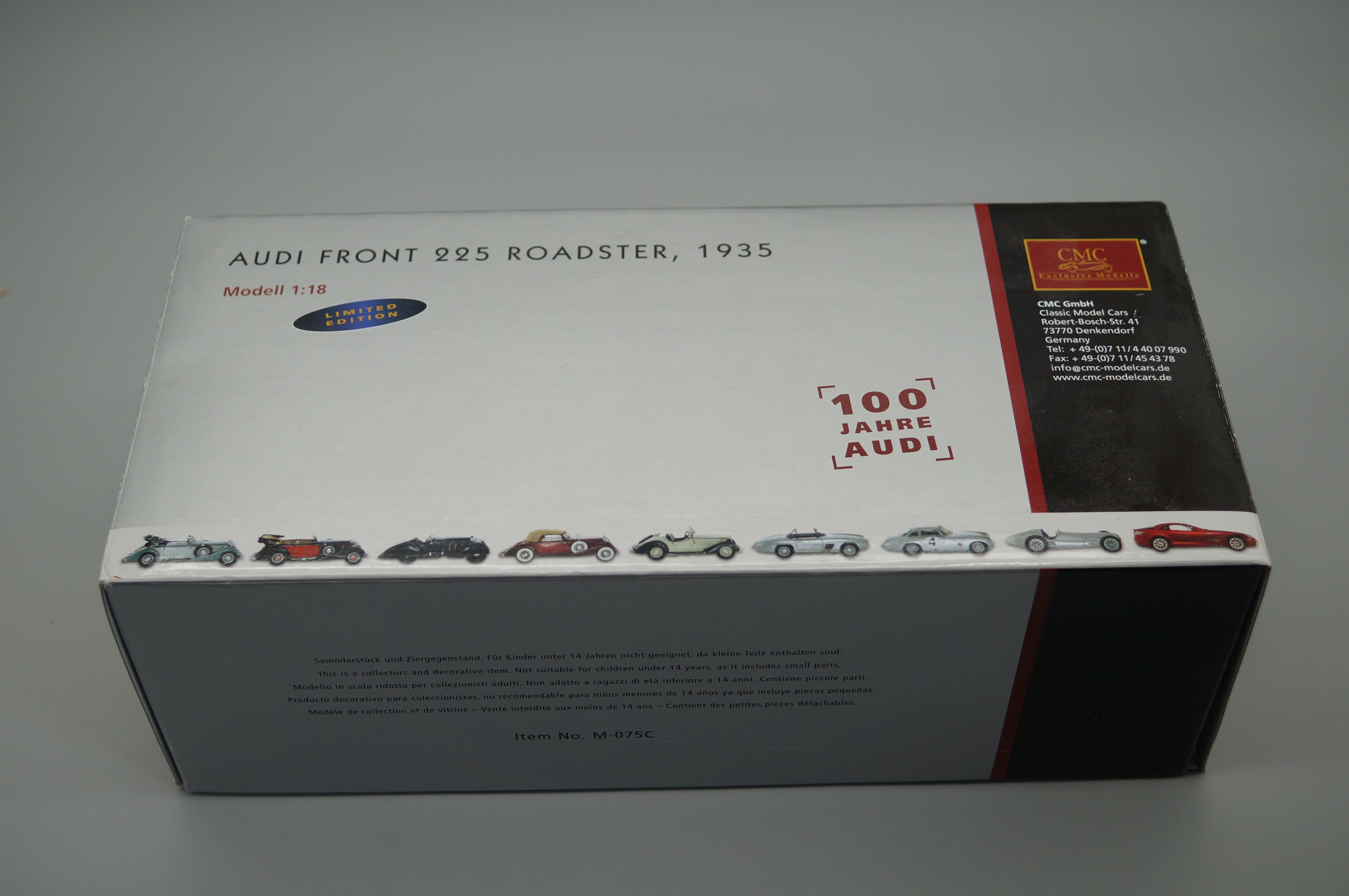 1/18 Audi Front 225 Roadster Red/White #1257/4000 CMC M-075C -pre-owned