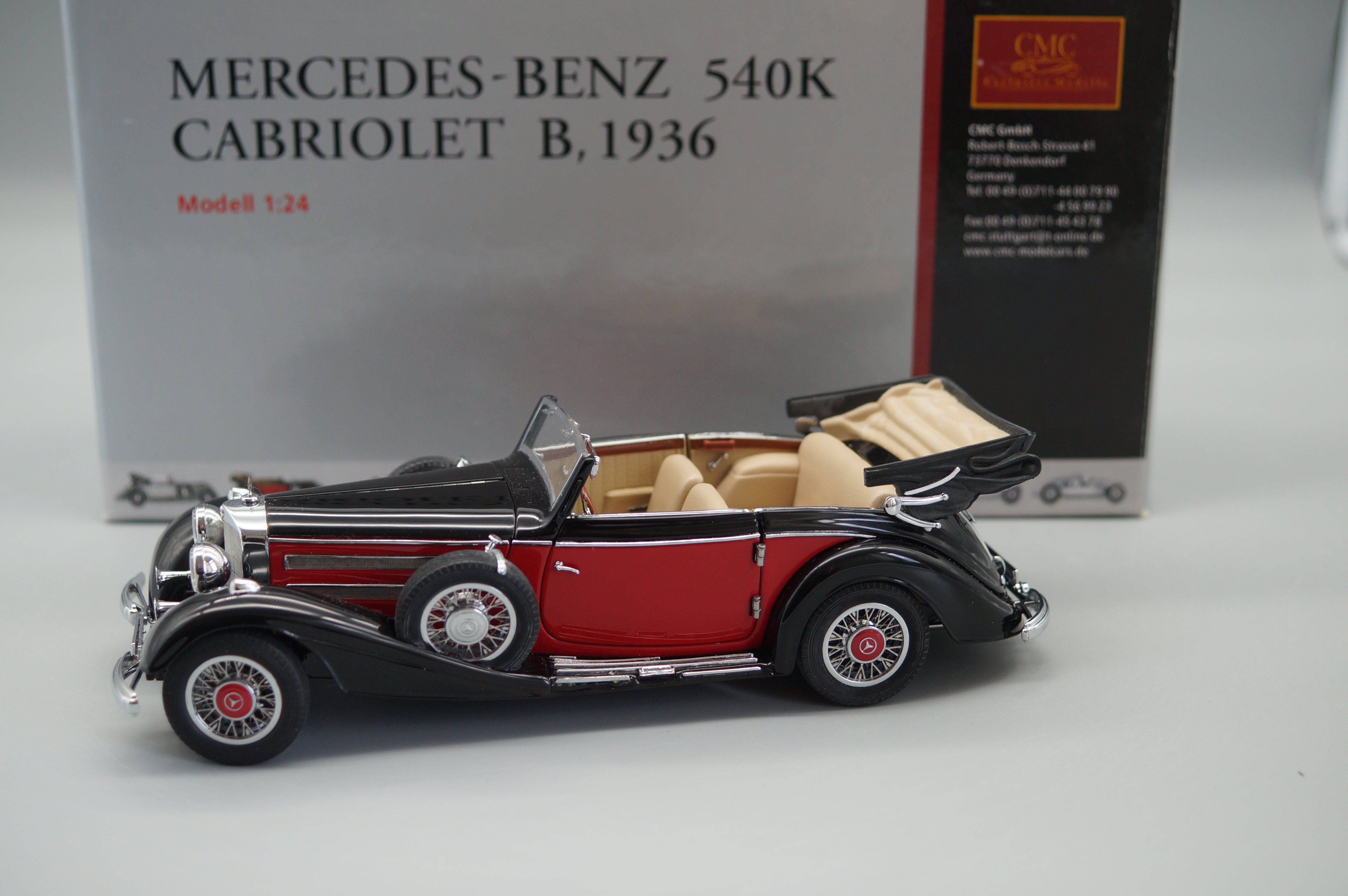 1/24 Mercedes-Benz 540K Cabriolet B rot/schwarz #2314 CMC M-003R -pre-owned