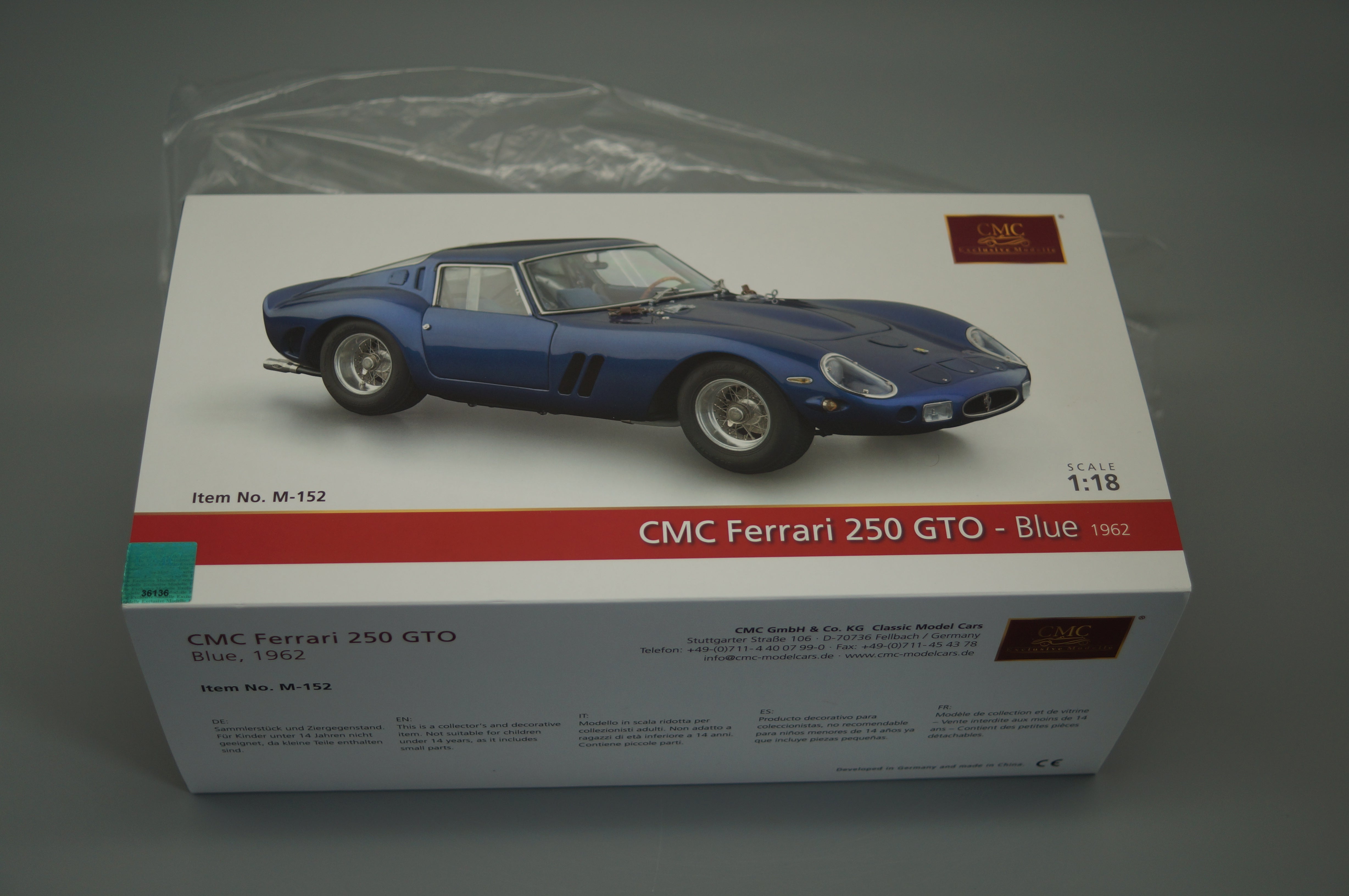 1/18 CMC Ferrari 250 GTO 1962 BLUE #1782 CMC M-152 -pre-owned-