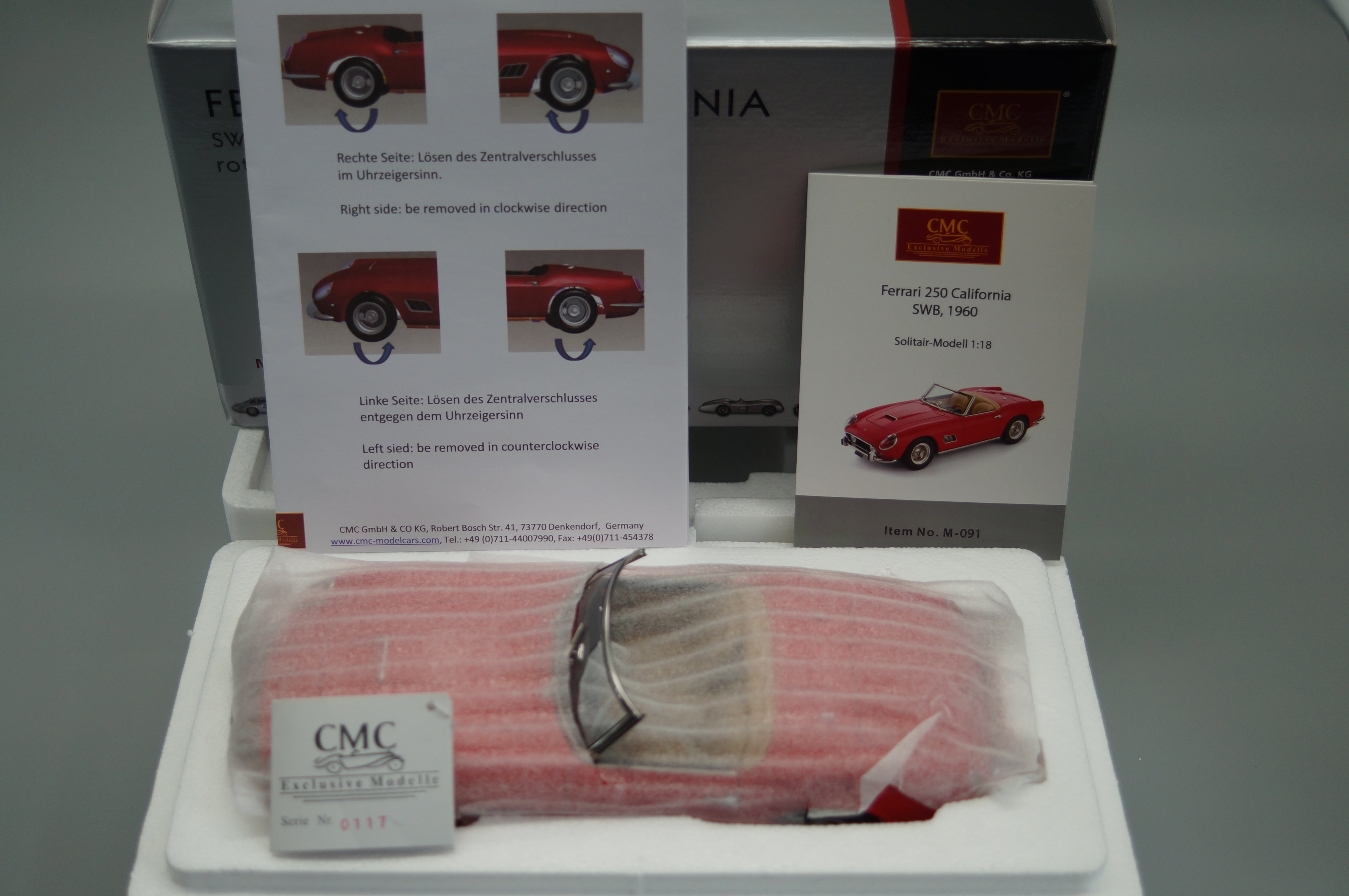 1/18 Ferrari 250 SWB Spyder California 1961 red #0117 CMC M-091 -pre-owned