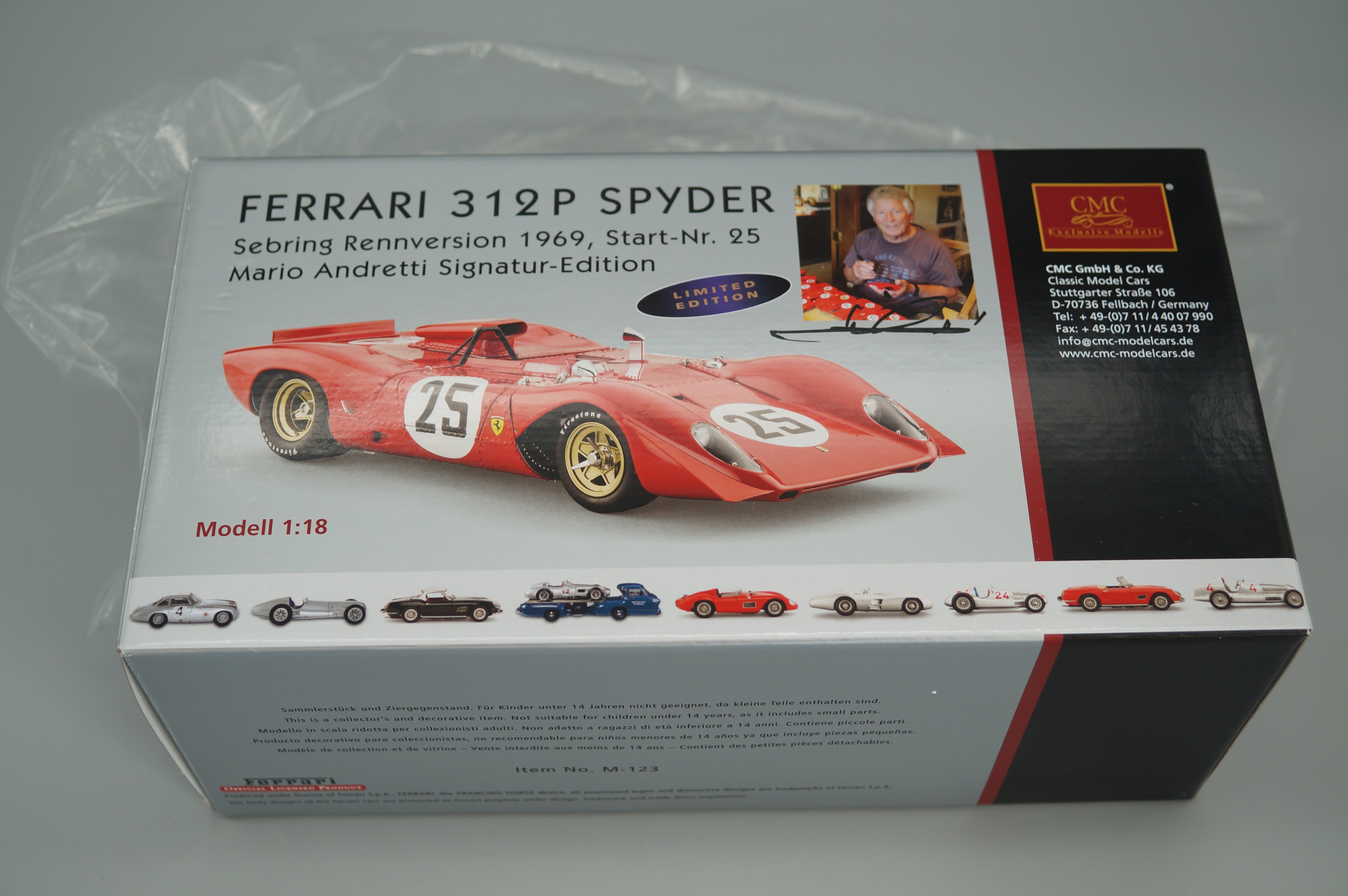1/18 Ferrari 312P Spyder #25 Mario Andretti Signature Edition #156/325 CMC M-123 - pre-owned