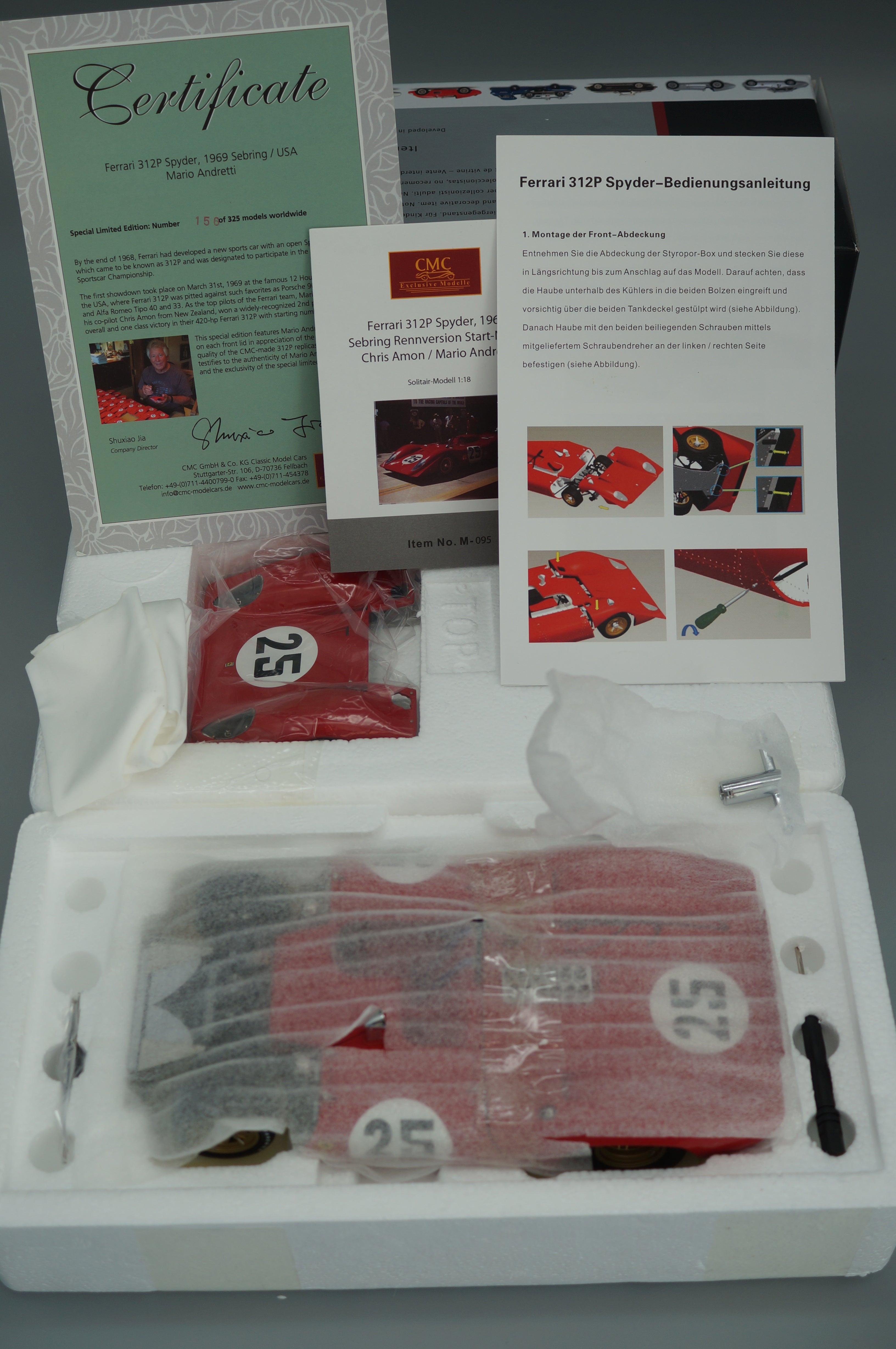 1/18 Ferrari 312P Spyder #25 Mario Andretti Signature Edition #156/325 CMC M-123 - pre-owned