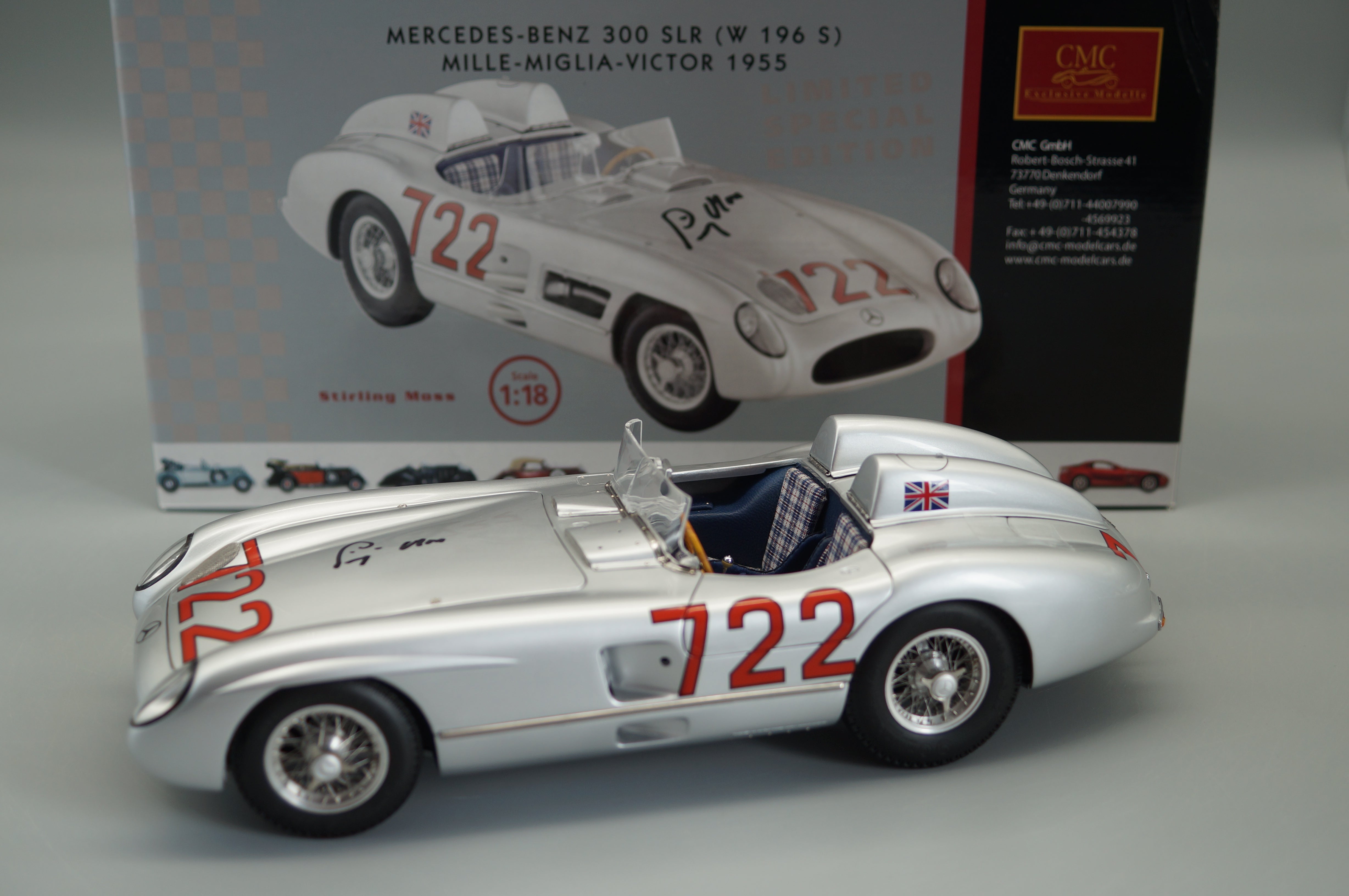 1/18 Mercedes-Benz 300SLR #722 Mille Miglia Stirling MOSS Signatur Edition #484/722 CMC M-072 -pre-owned