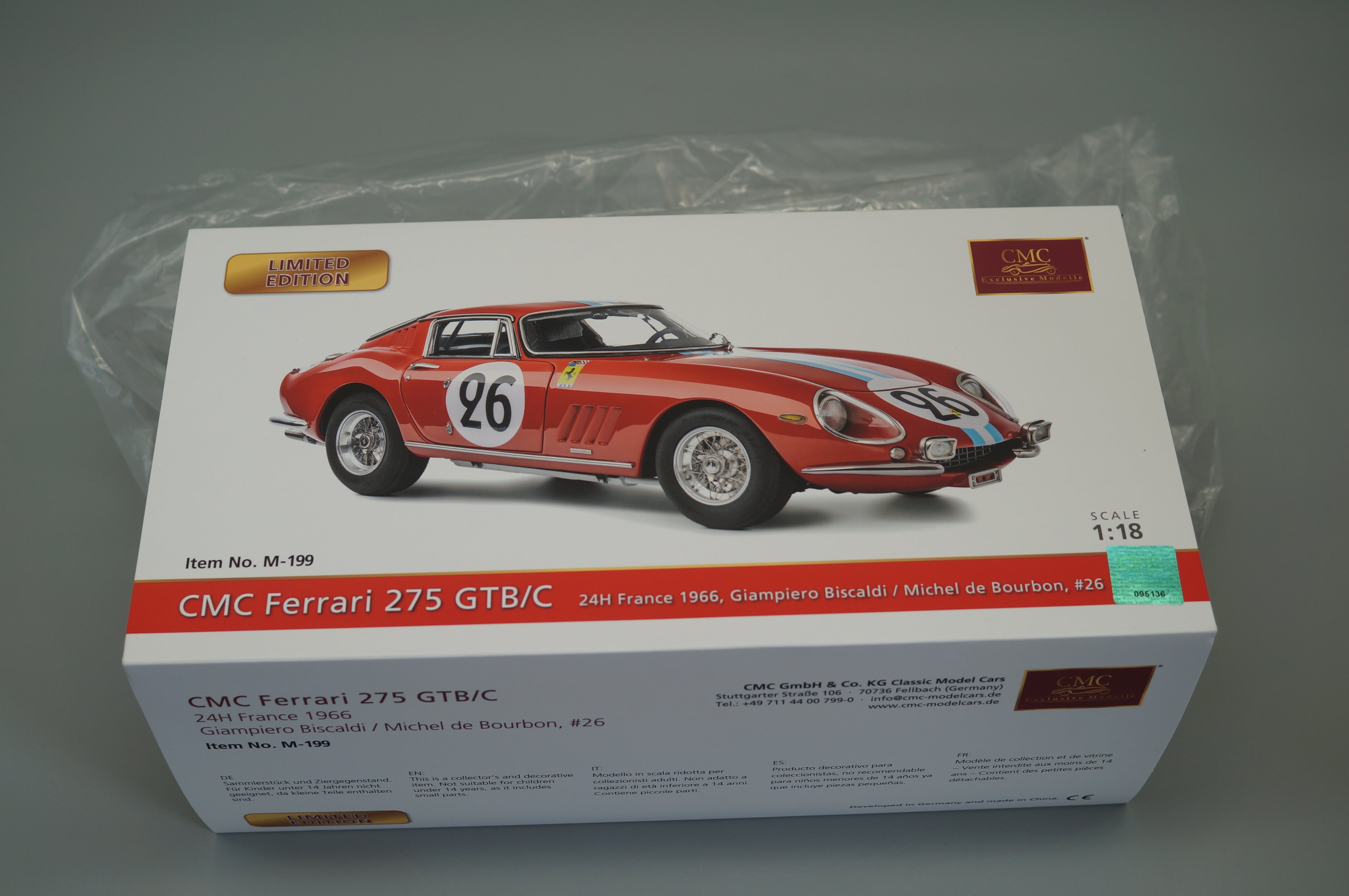 1/18 Ferrari 275 GTB/C #26 Le Mans #1072/1800 CMC M-199 pre-owned