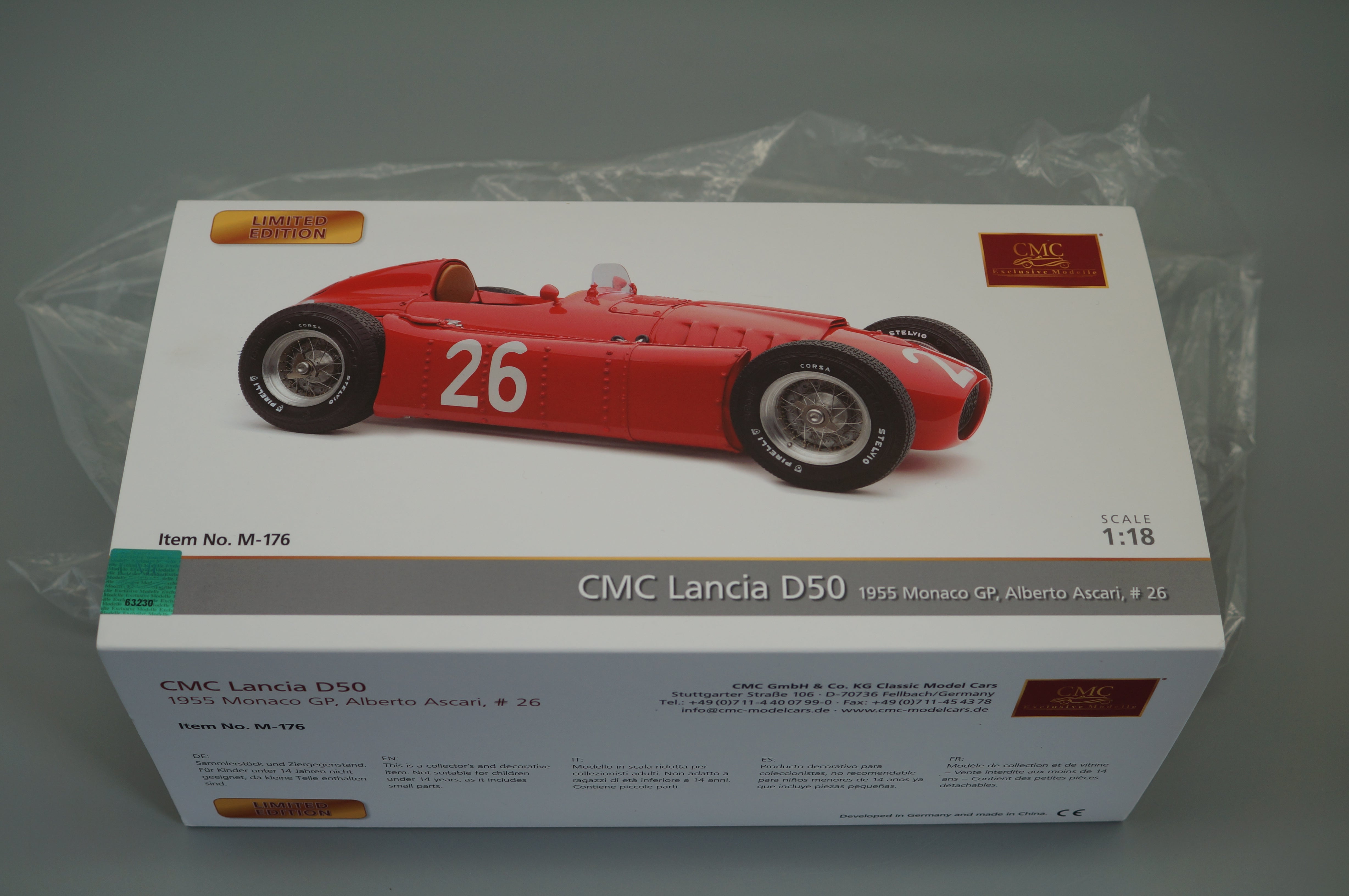 1/18 LANCIA D50 #26 Monaco GP 1955 Alberto ASCARI #0620/1500 CMC M-176 -pre-owned