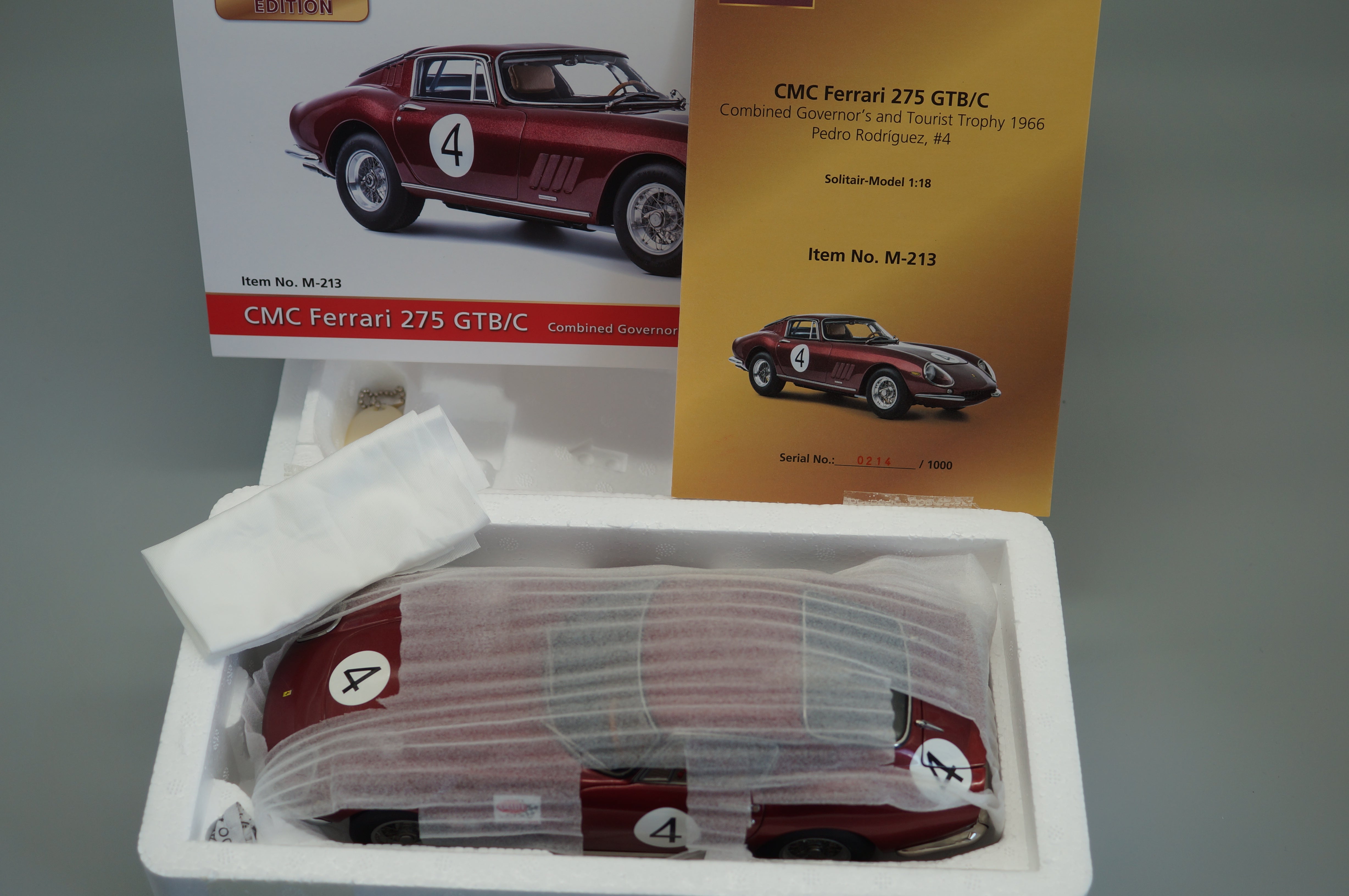 1/18 Ferrari 275 GTB/C #4 Pedro Rodriguez Chassis 09063 from 1966 ruby red #0214/1000 CMC M-213 -pre-owned